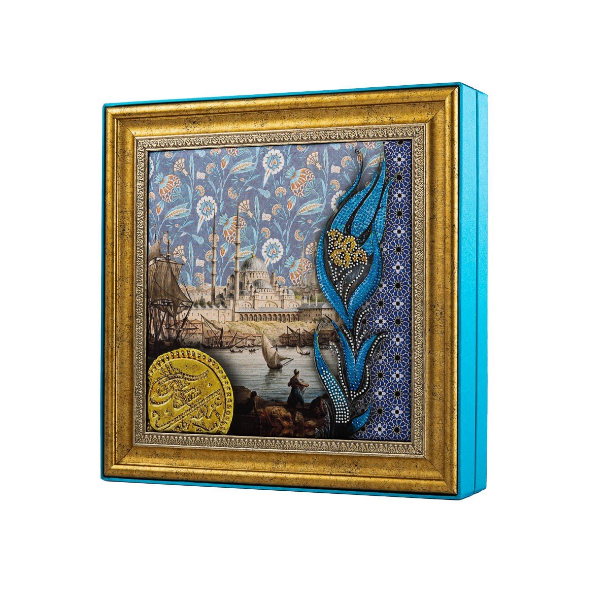 Madlen Lale Ve Altın Para Çerçeveli Luxury Hediyelik Çikolata 640 gr