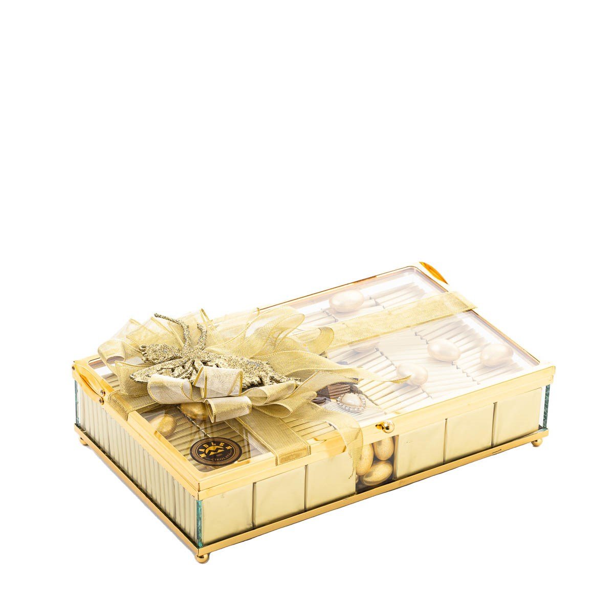 Söz Nişan Cam Kutu Çikolata Altın