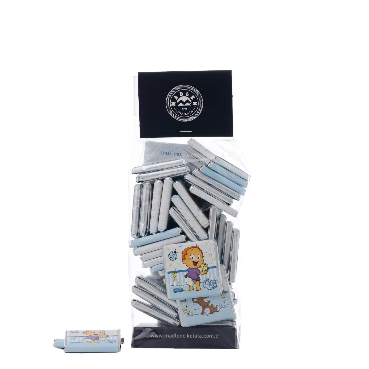 Madlen Sargılı Sütlü Madlen Mavi Erkek Bebek Çikolatası