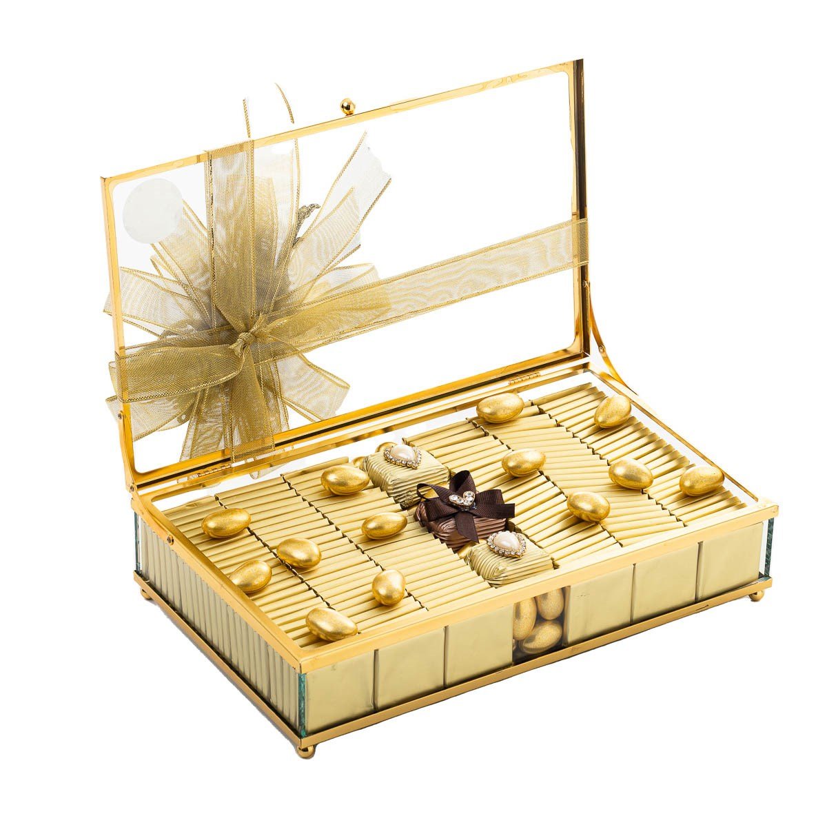 Söz Nişan Cam Kutu Çikolata Altın