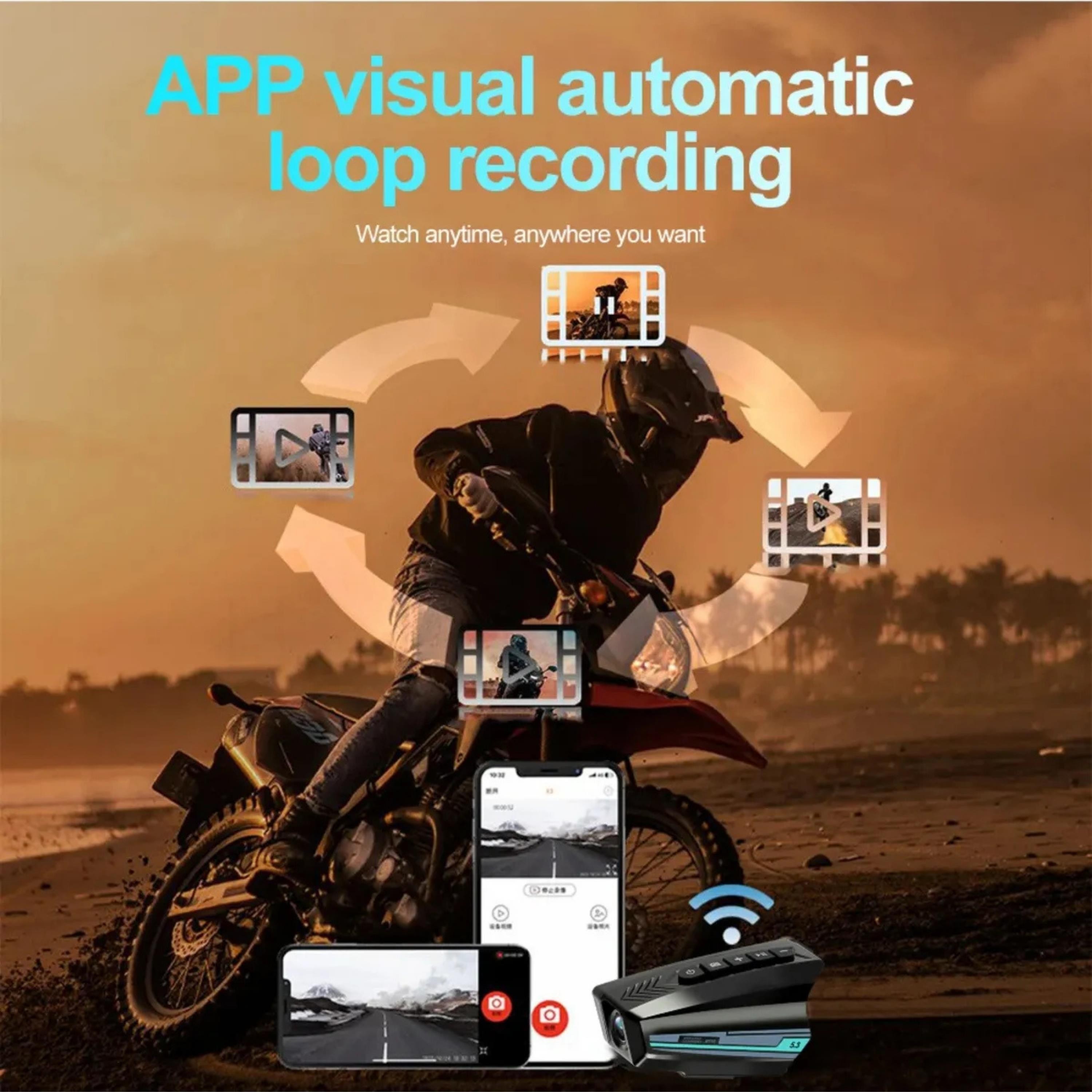 Motosiklet Kask Bluetooth Kulaklık Ve 1080P Hd Kamera - BT 16 