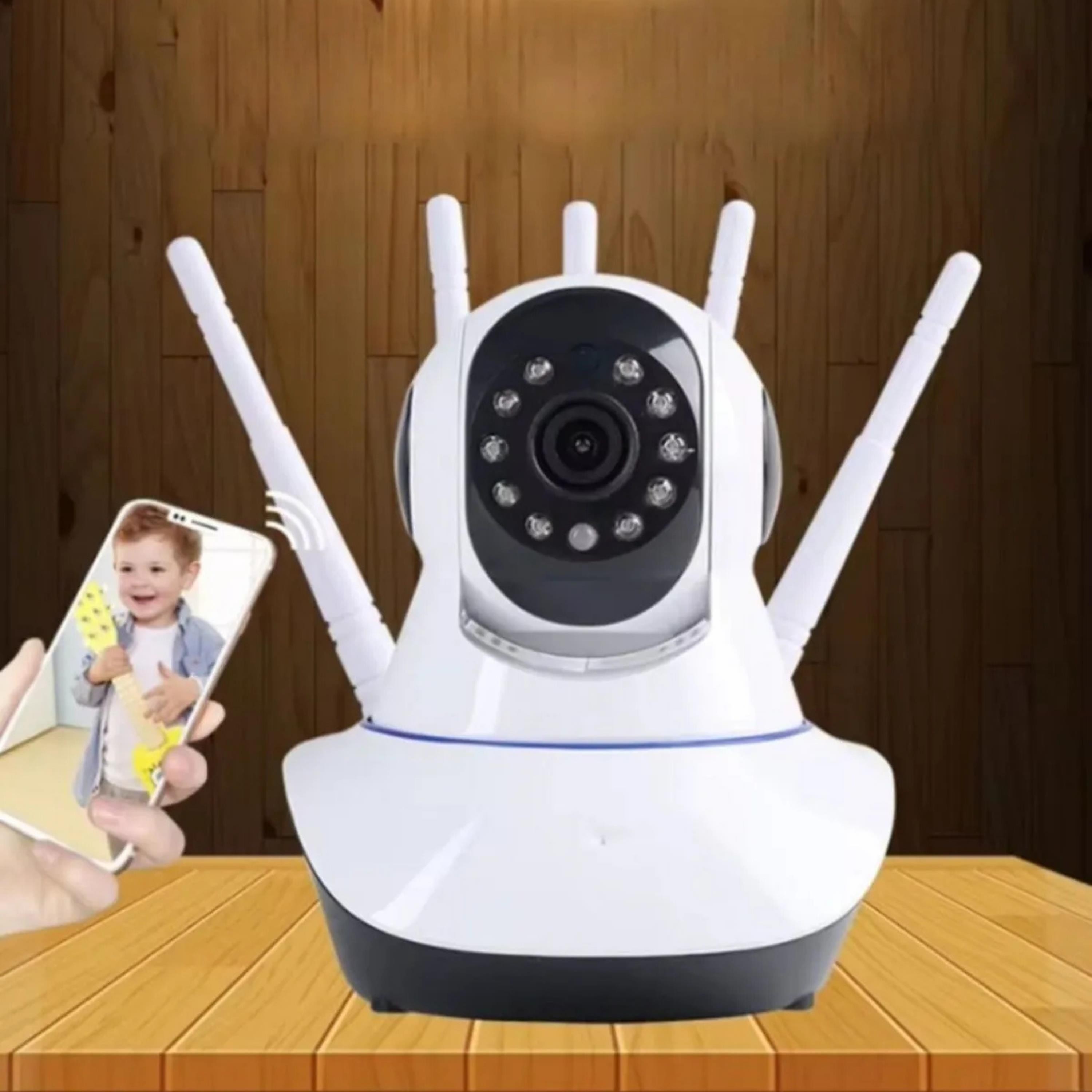 360º Hd Wifi Kablosuz 5 Antenli Ip Bebek ve Güvenlik Kamerası Gece Görüşlü