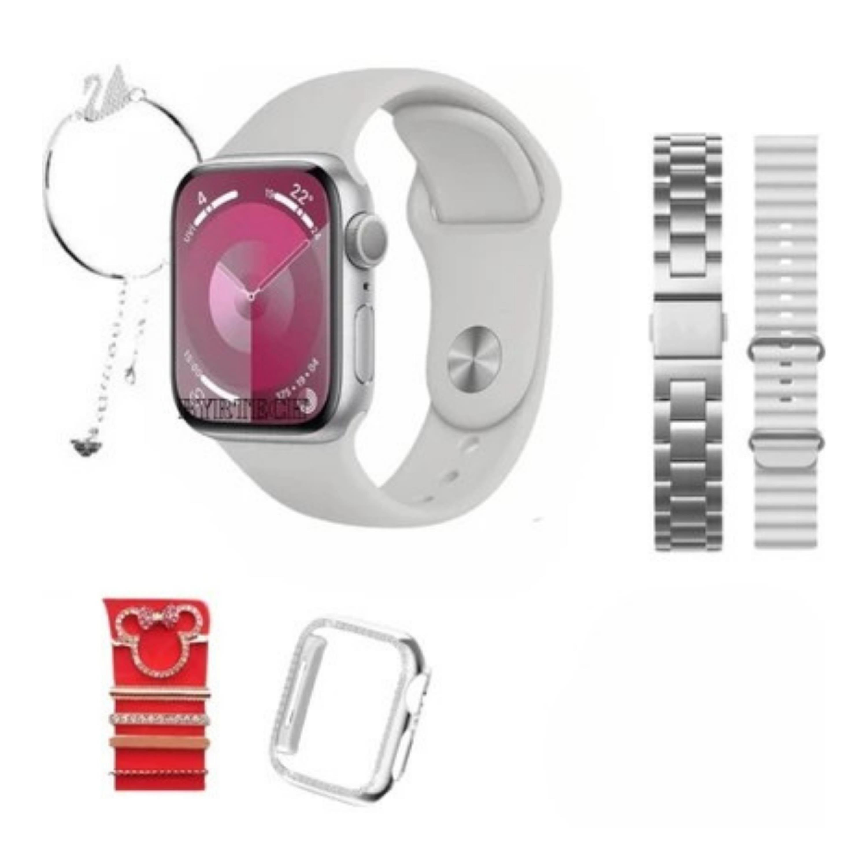 Gri Akıllı Saat Seti 3 Kordon & Charmlı + Bileklik Hediyeli - G9 Mini Plus