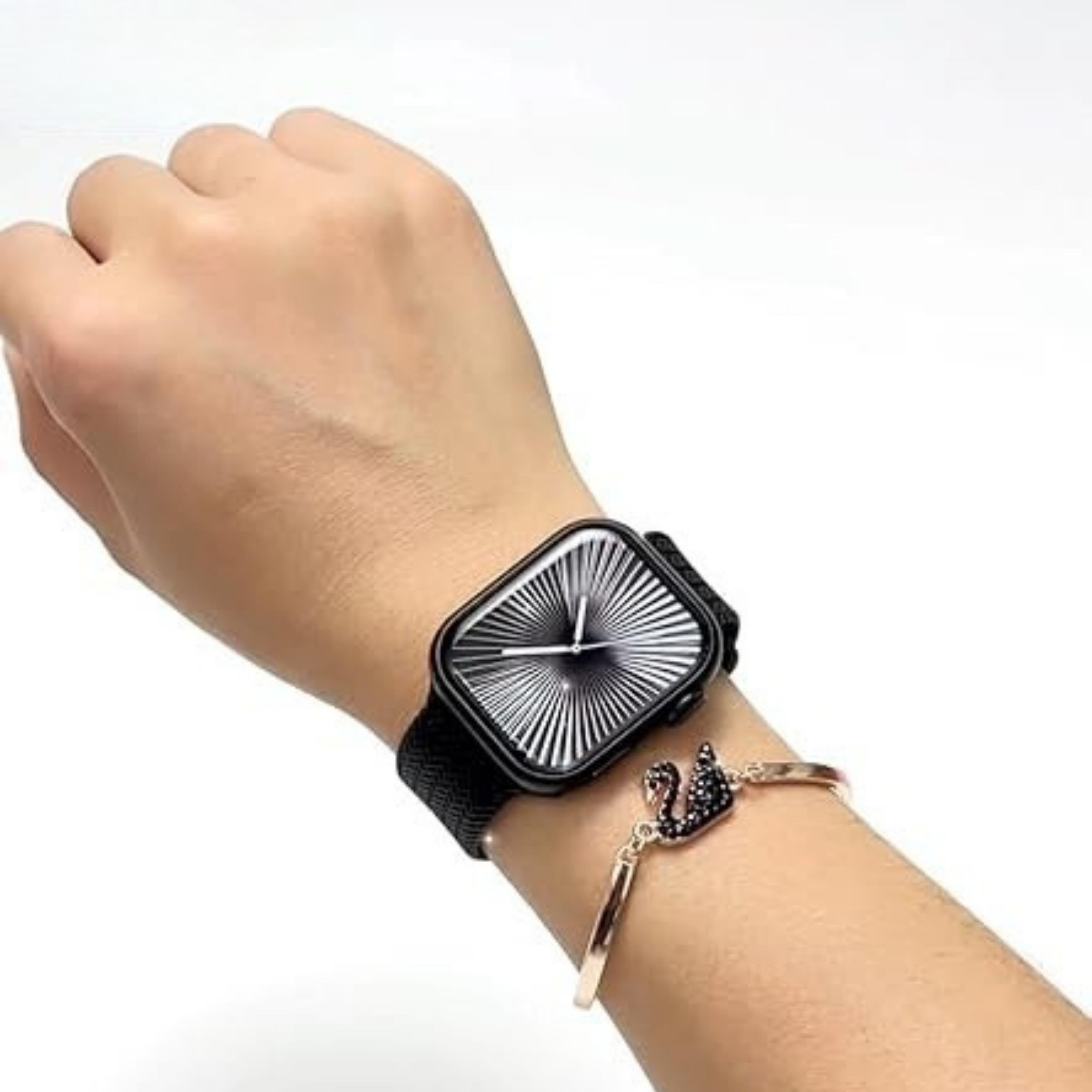 Siyah 3 Kordon 1 Bileklik Hediyeli Kadın Akıllı Saat - SQ16 Mini