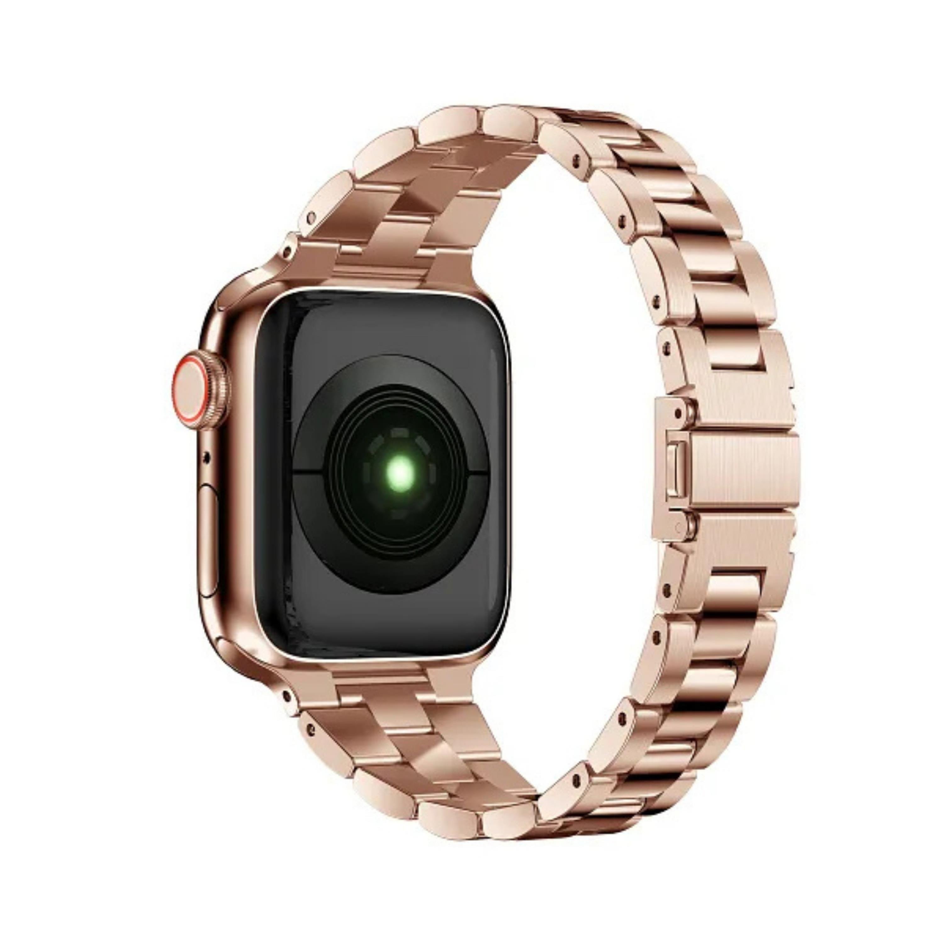 Rose Gold Akıllı Saat 41mm 3 Kordonlu Bileklik Küpe Ve Yüzük Hediyeli - G39 