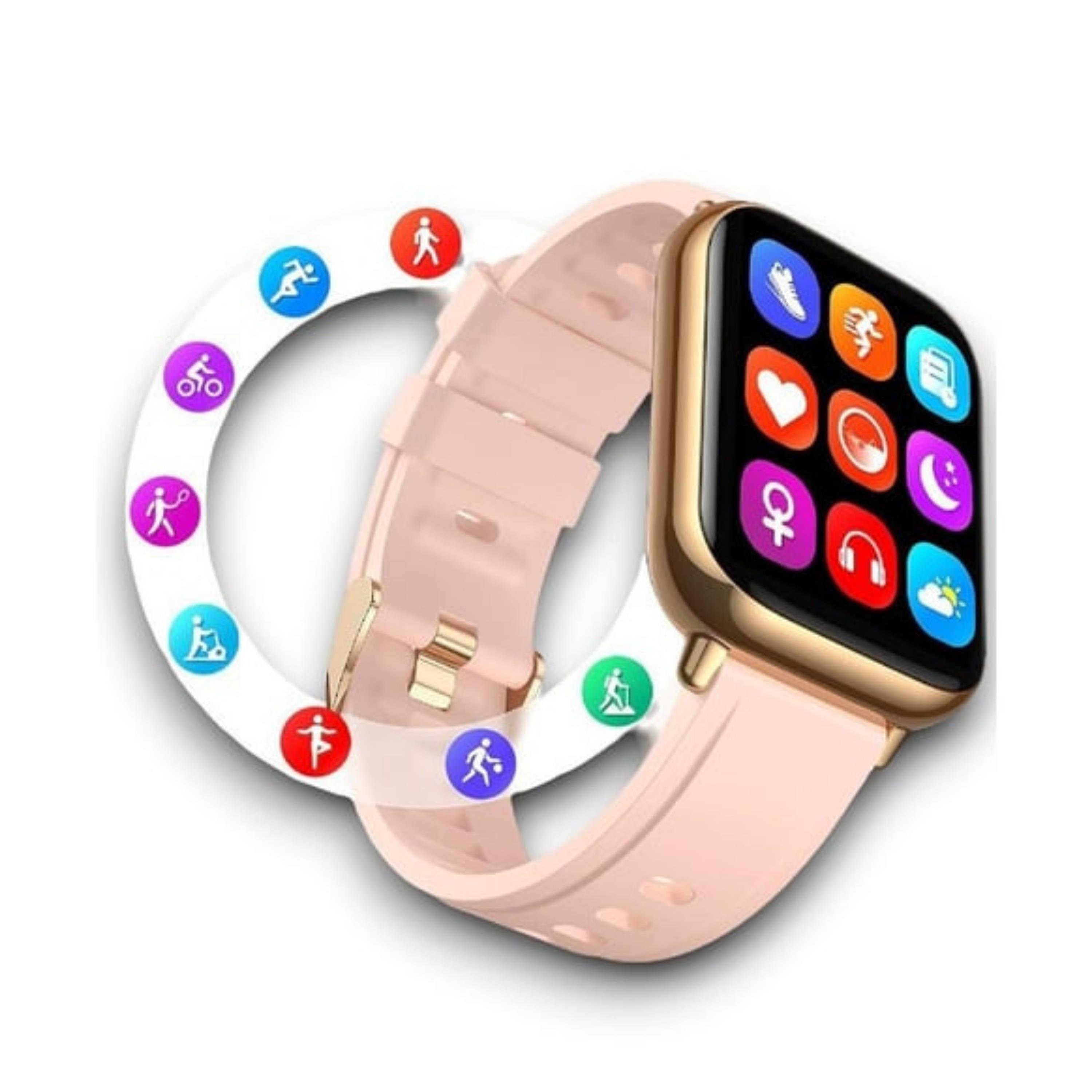 Rose Gold Akıllı Saat 41mm 3 Kordonlu Bileklik Küpe Ve Yüzük Hediyeli - G39 