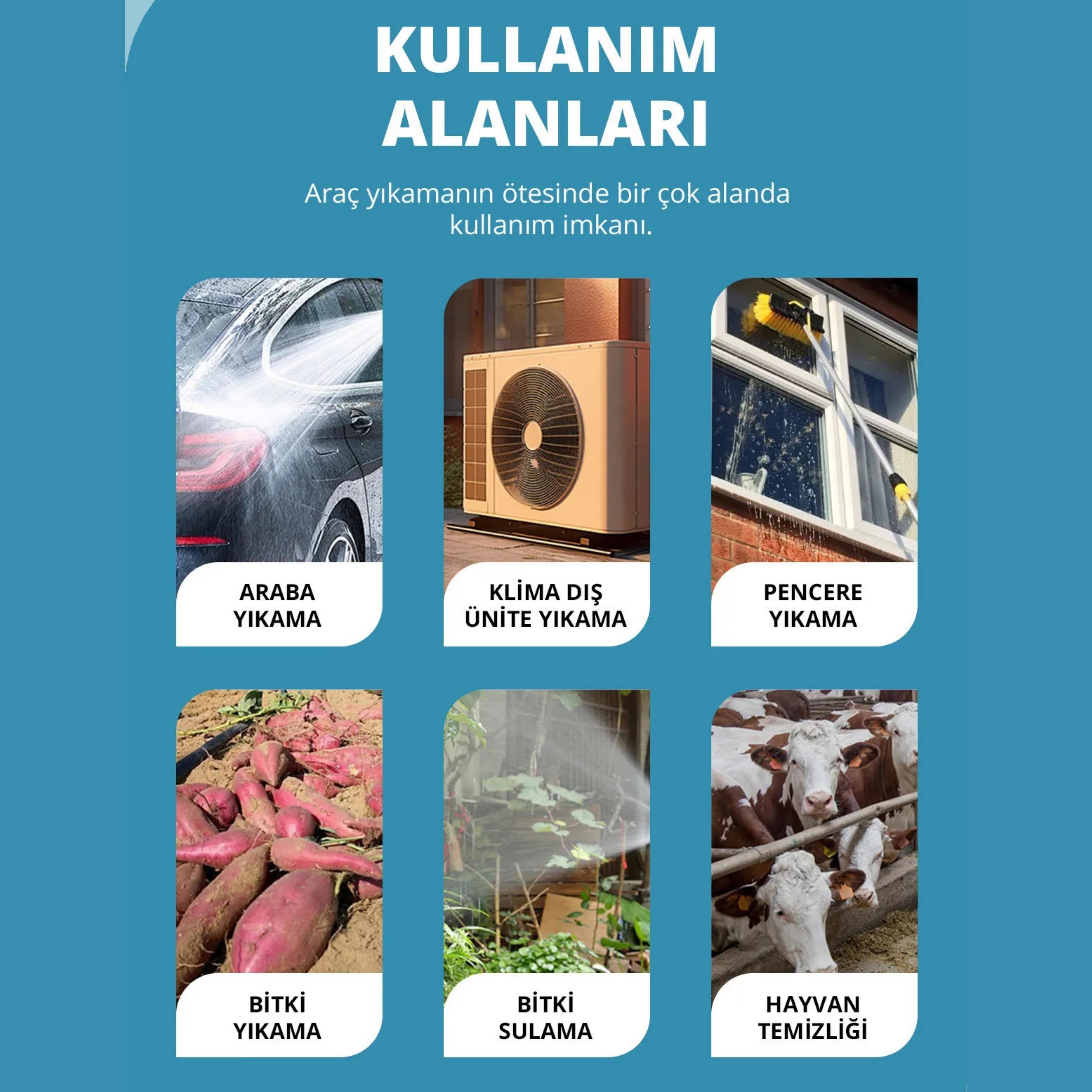 Yeni Model Çift Akülü Şarjlı Yüksek Basınçlı Oto Araba Bahçe Yıkama Ve Temizleme Tabancası Makinesi