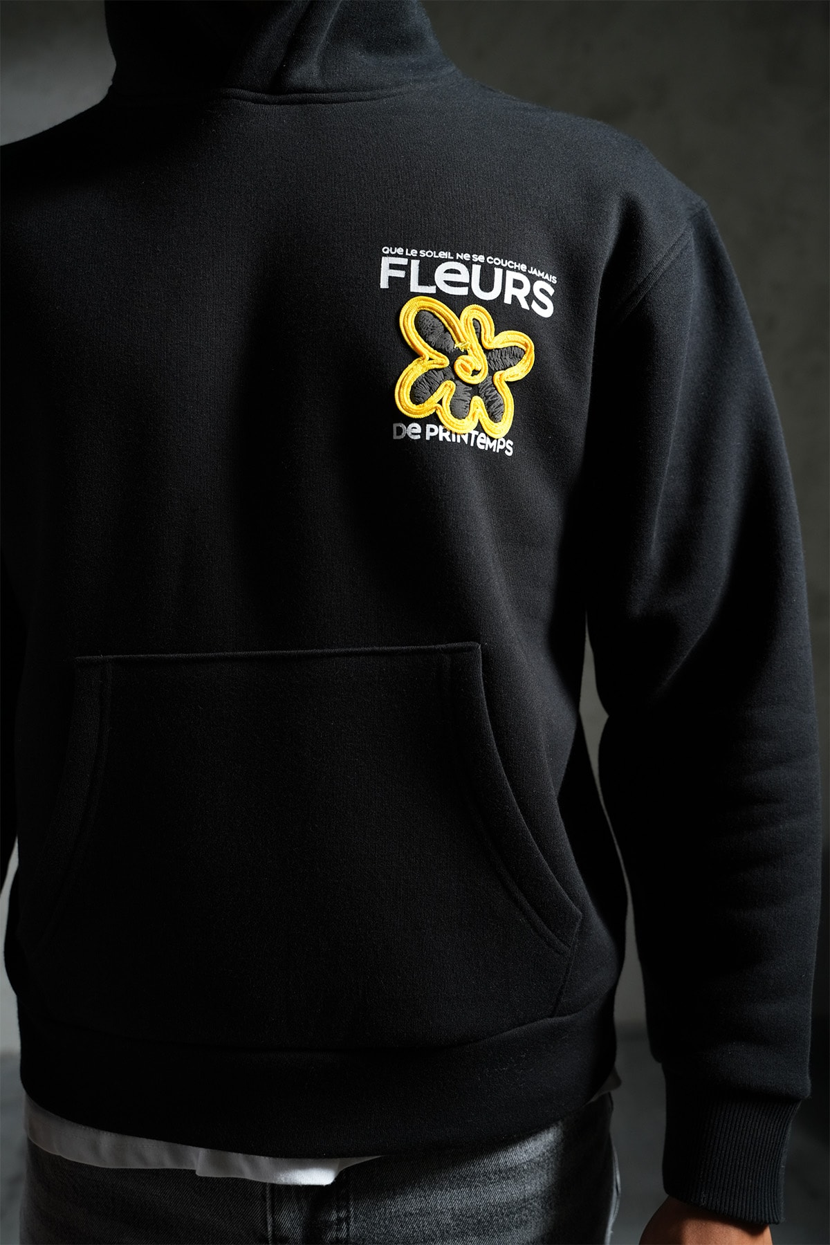Fleurs Baskılı Kapüşonlu Sweatshirt