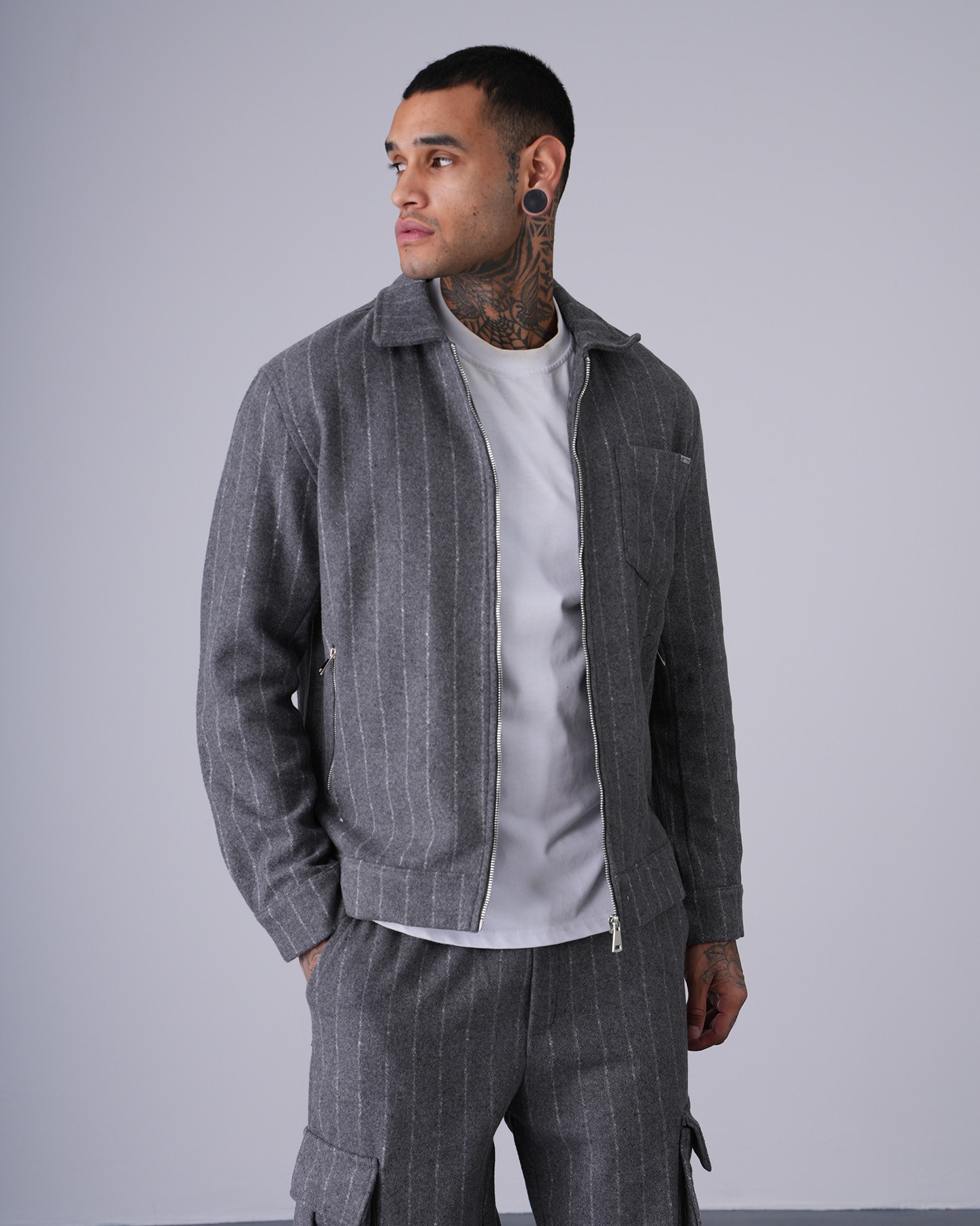Regular Fit Zippered Jacket Trousers Set