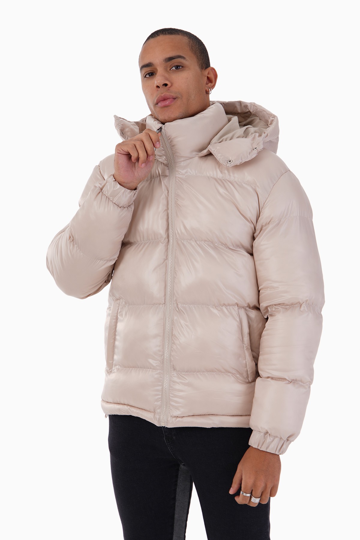 Shiny Hooded Puffer Jacket