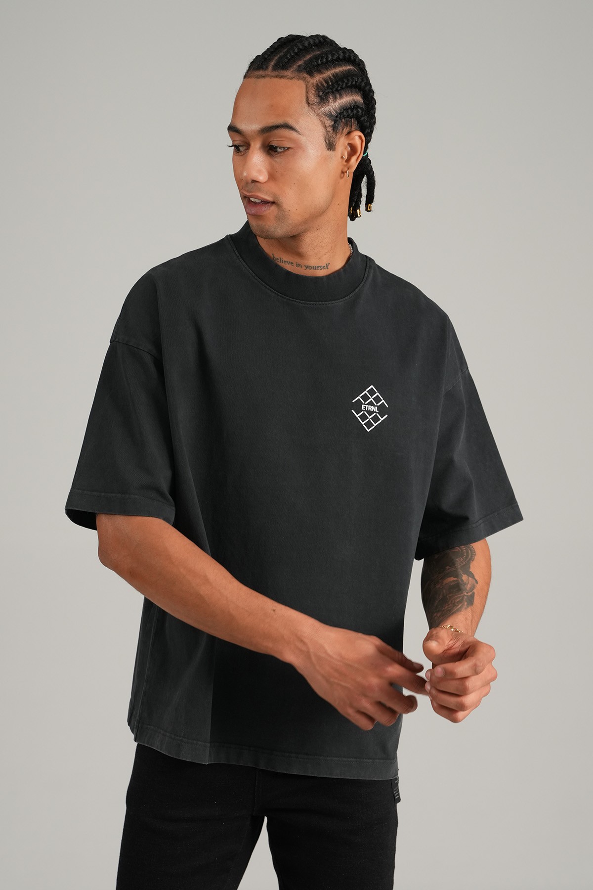 ETRNL Baskılı Oversize Tişört - anthracite