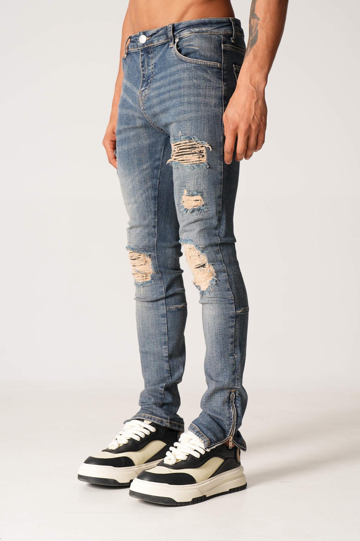 Slim Fit Zipped Kot Pantolon