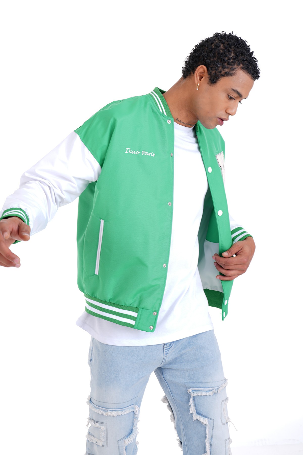 H Detailed College Jacket - green