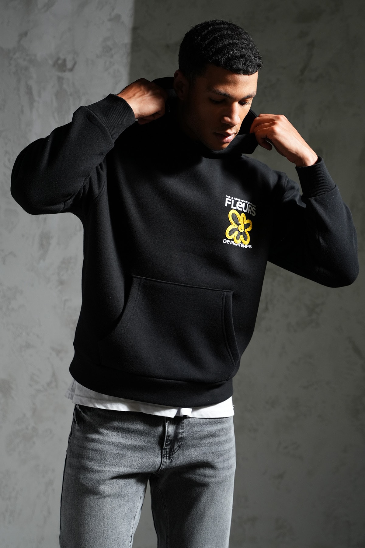 Fleurs Baskılı Kapüşonlu Sweatshirt