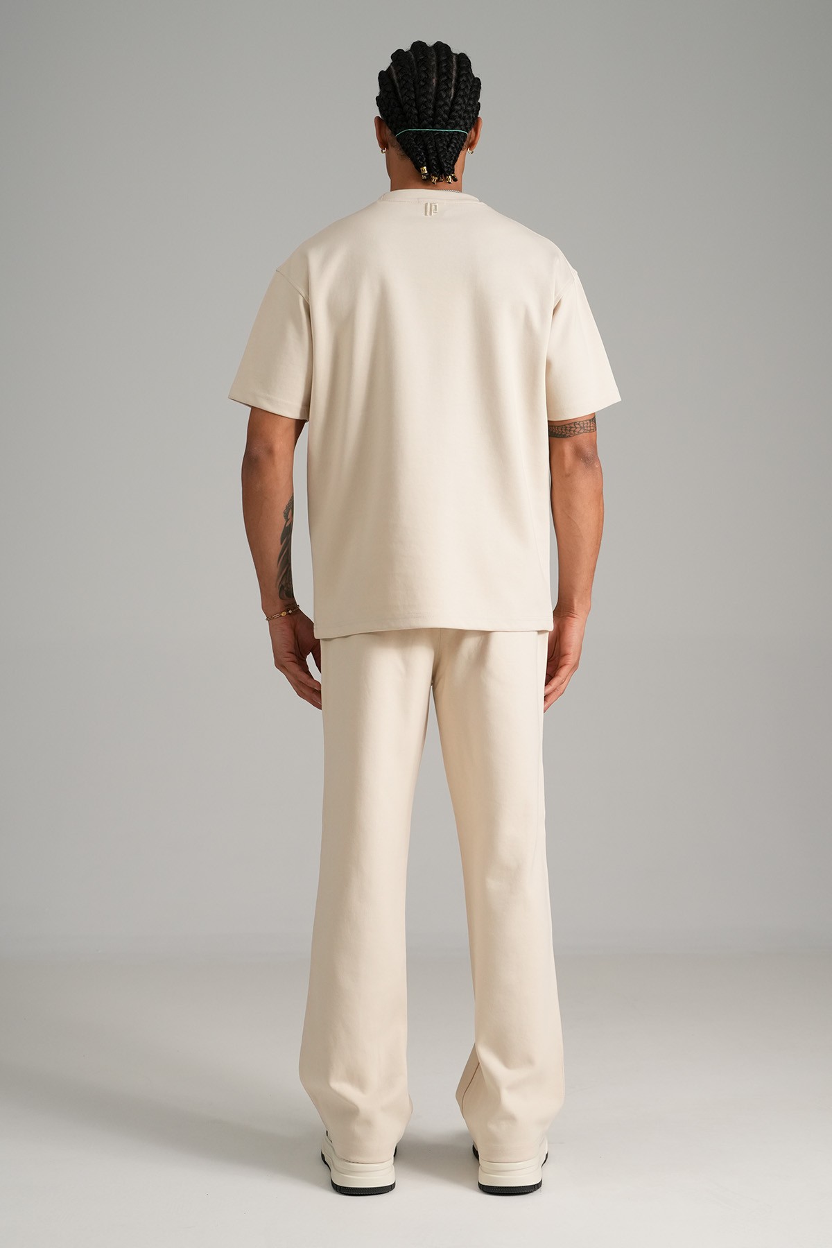 Yonca Detaylı Tişört Pantolon Takım - Beige