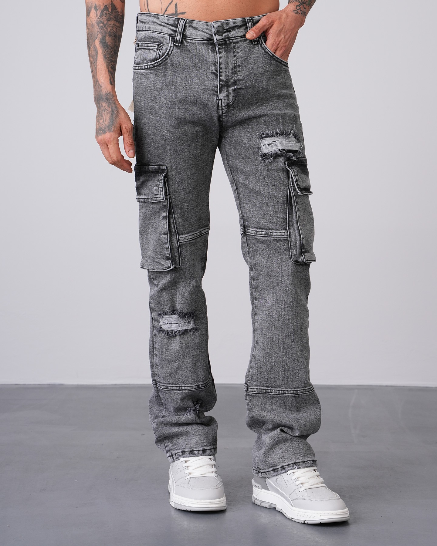 Regular Fit Flare Cargo Jean