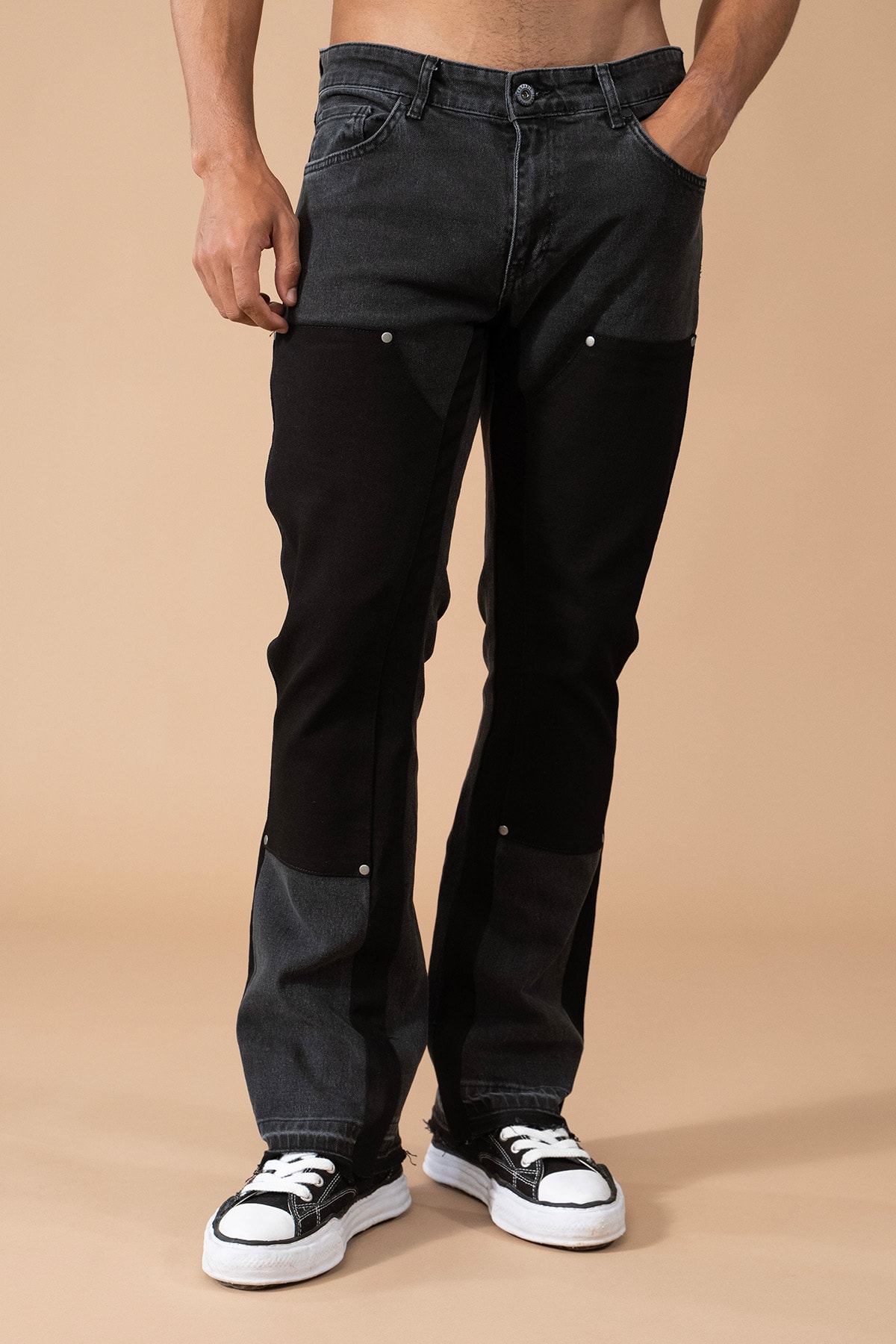 Contrast Transition Flare Jeans