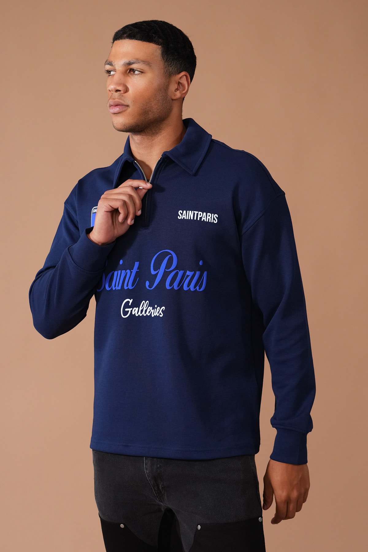 Saint Paris Yarım Fermuarlı Klasik Yaka Sweat