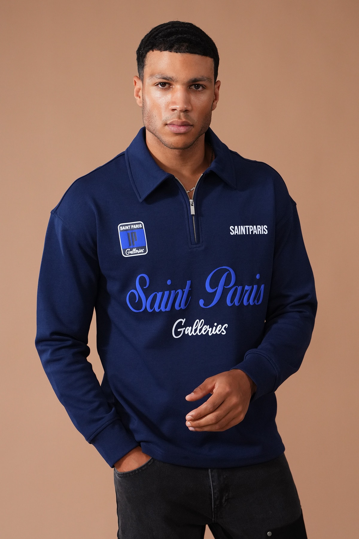 Saint Paris Yarım Fermuarlı Klasik Yaka Sweat