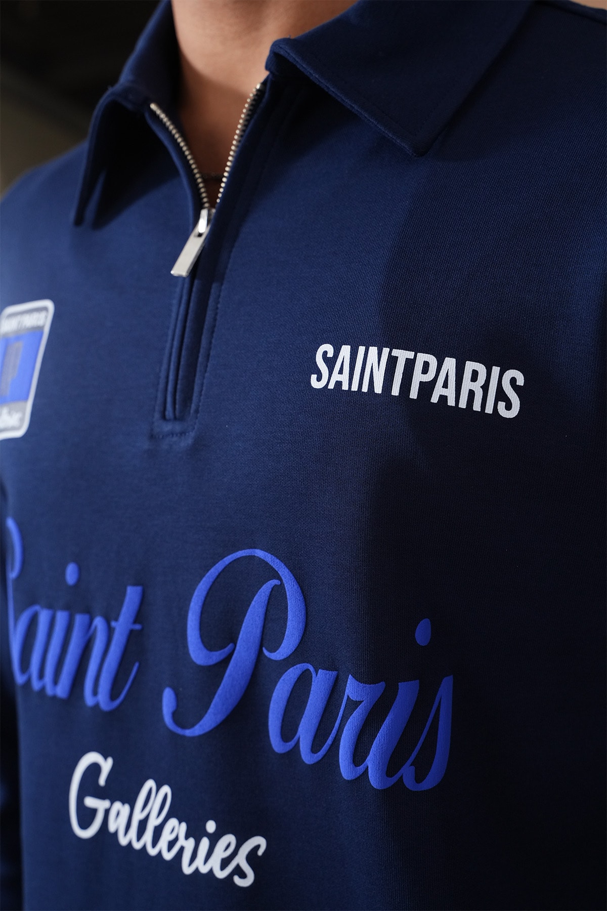 Saint Paris Yarım Fermuarlı Klasik Yaka Sweat