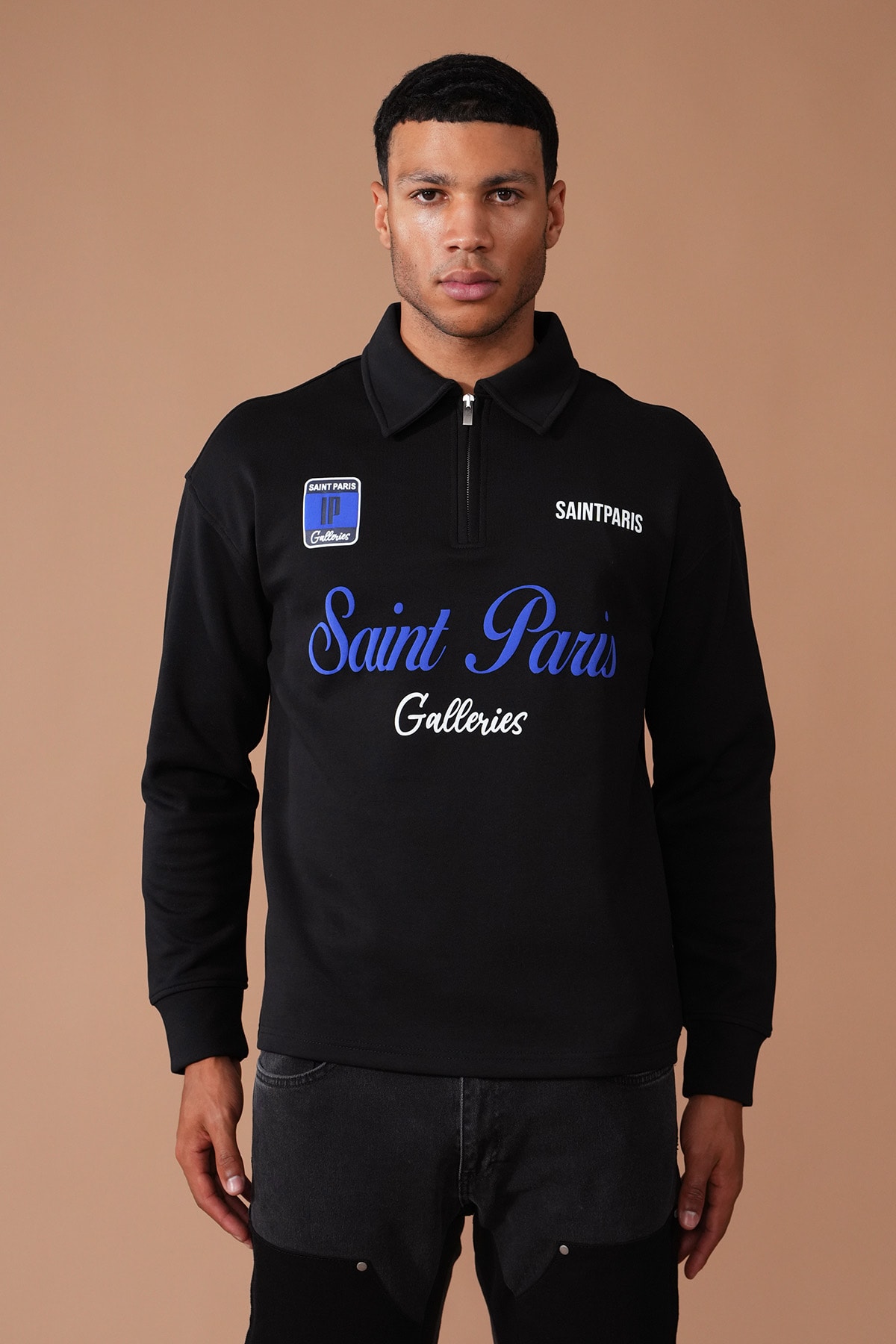 Saint Paris Yarım Fermuarlı Klasik Yaka Sweat - black
