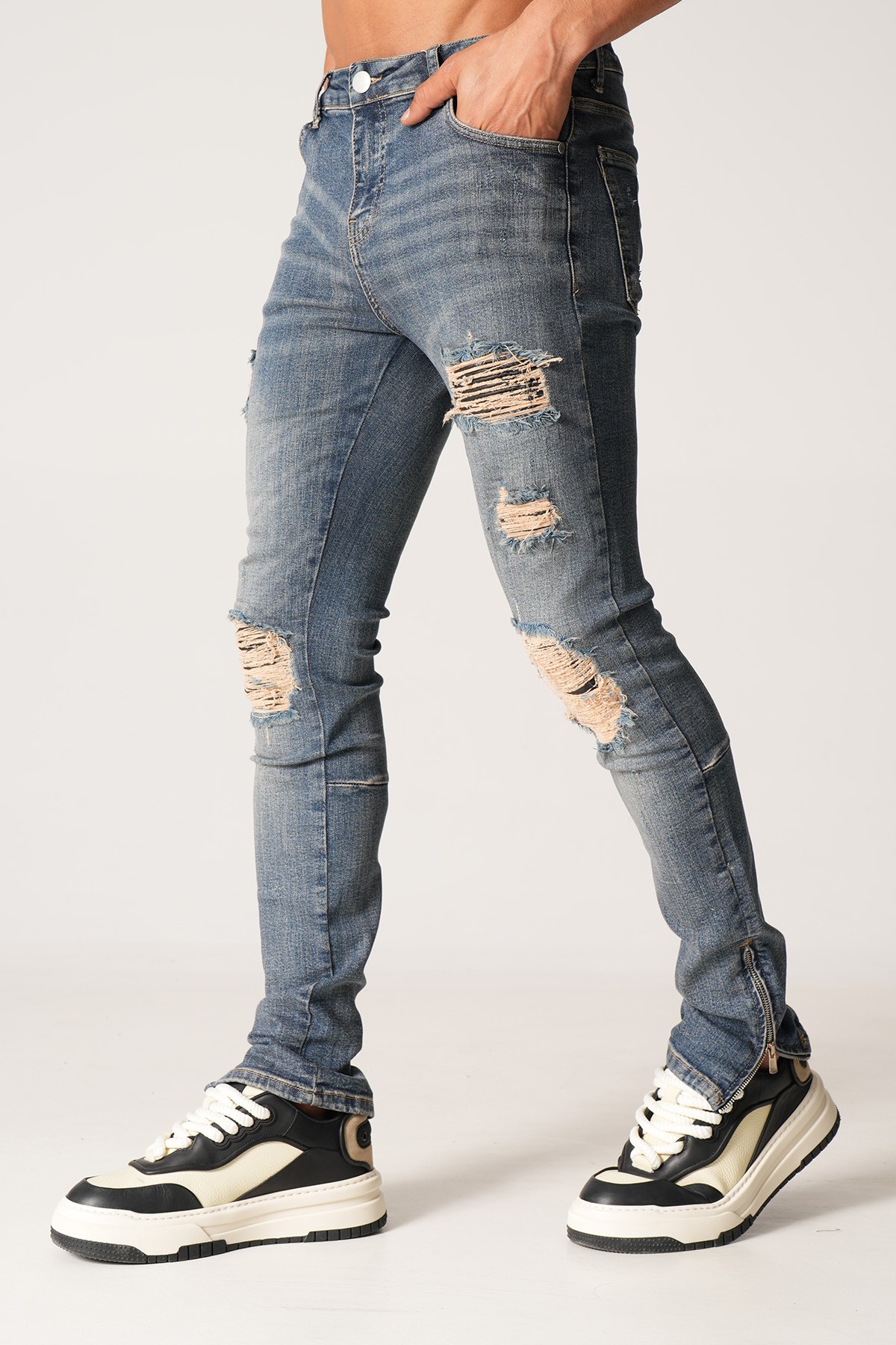Slim Fit Zipped Kot Pantolon