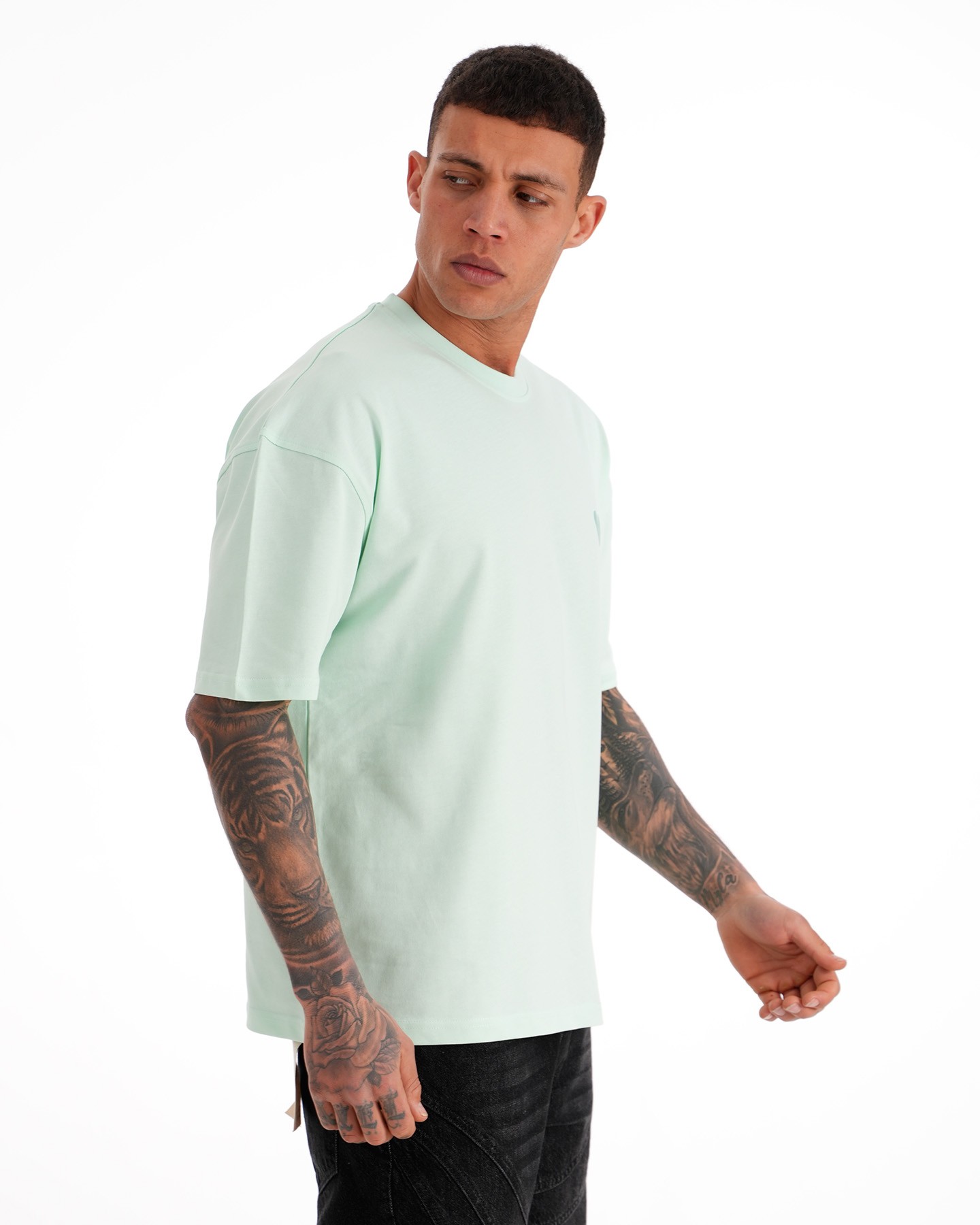 Kalp Desen Oversize Tişört