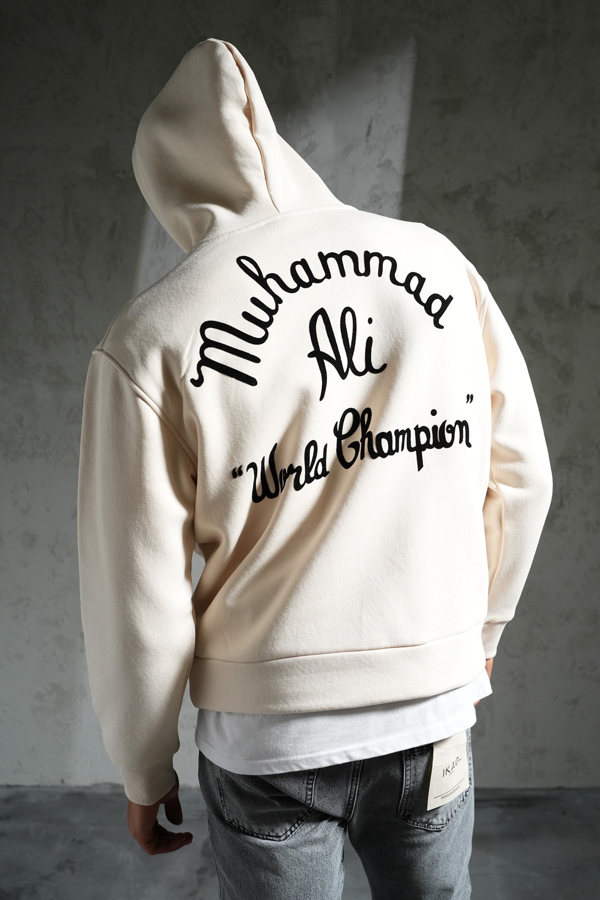 Muhammed Ali Kapüşonlu Sweatshirt - Bej