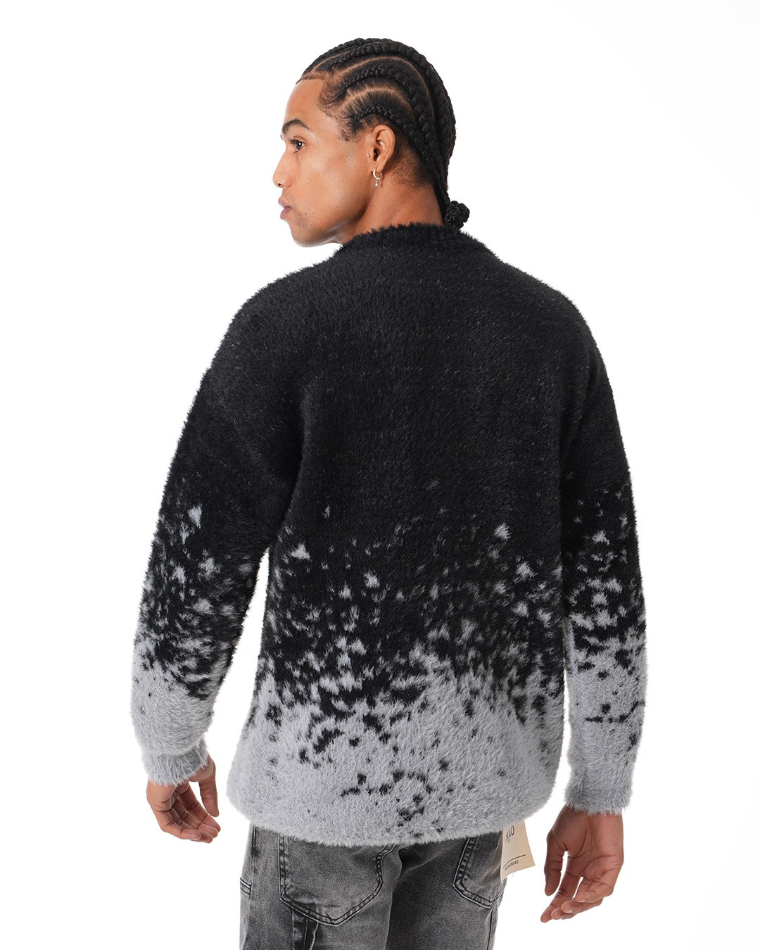 Contrast Gradient Knitwear Sweater - gray