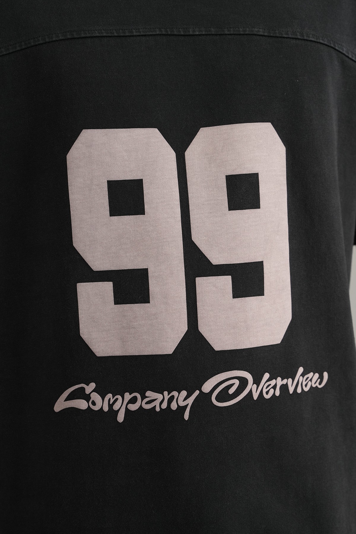 99 Baskılı V Yaka Oversize Tişört - anthracite