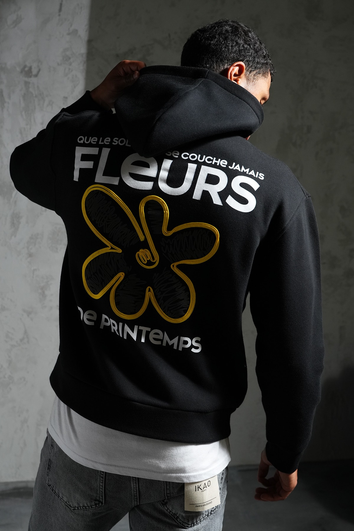 Fleurs Baskılı Kapüşonlu Sweatshirt