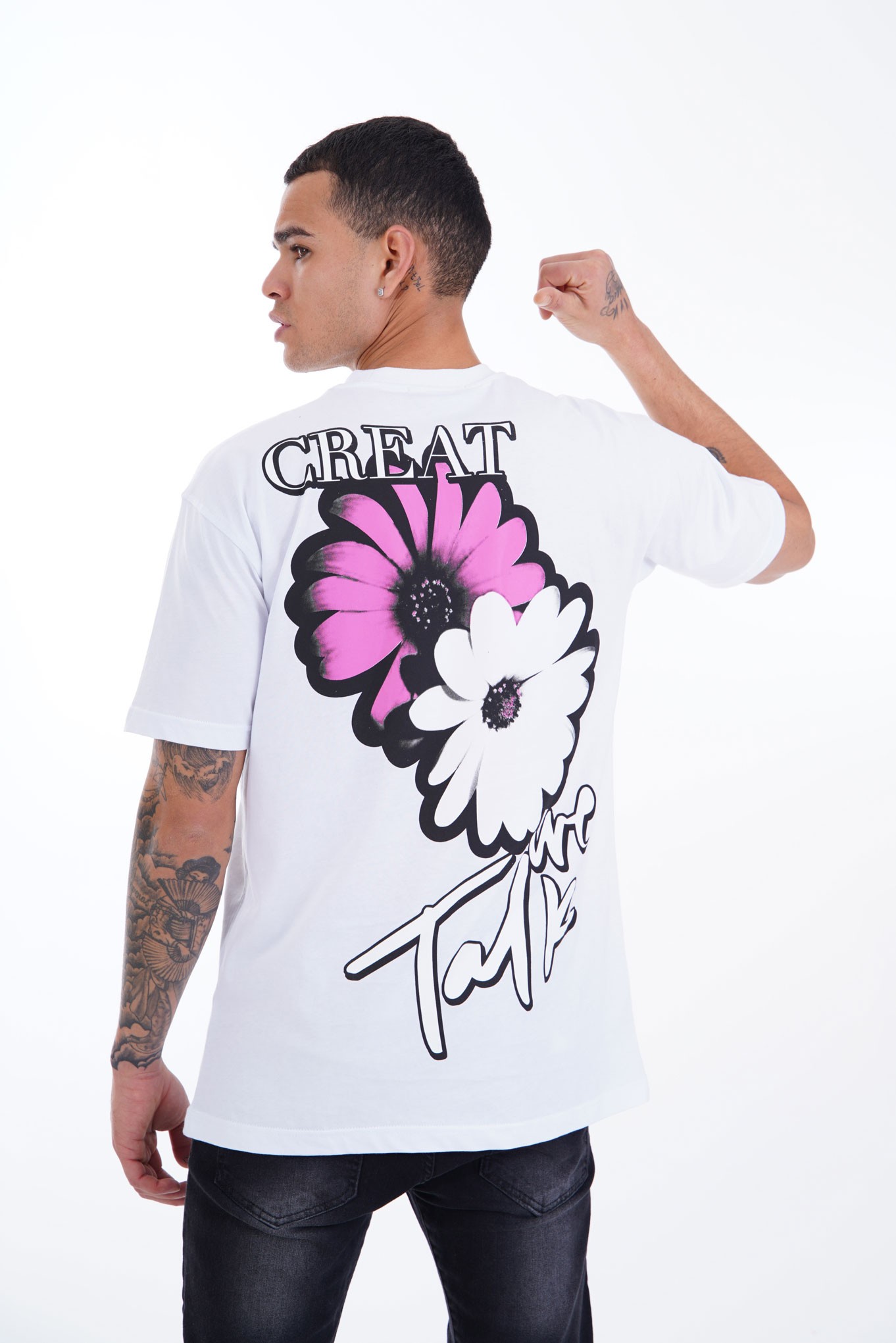 Pink and White Daisy Patterned T-Shirt