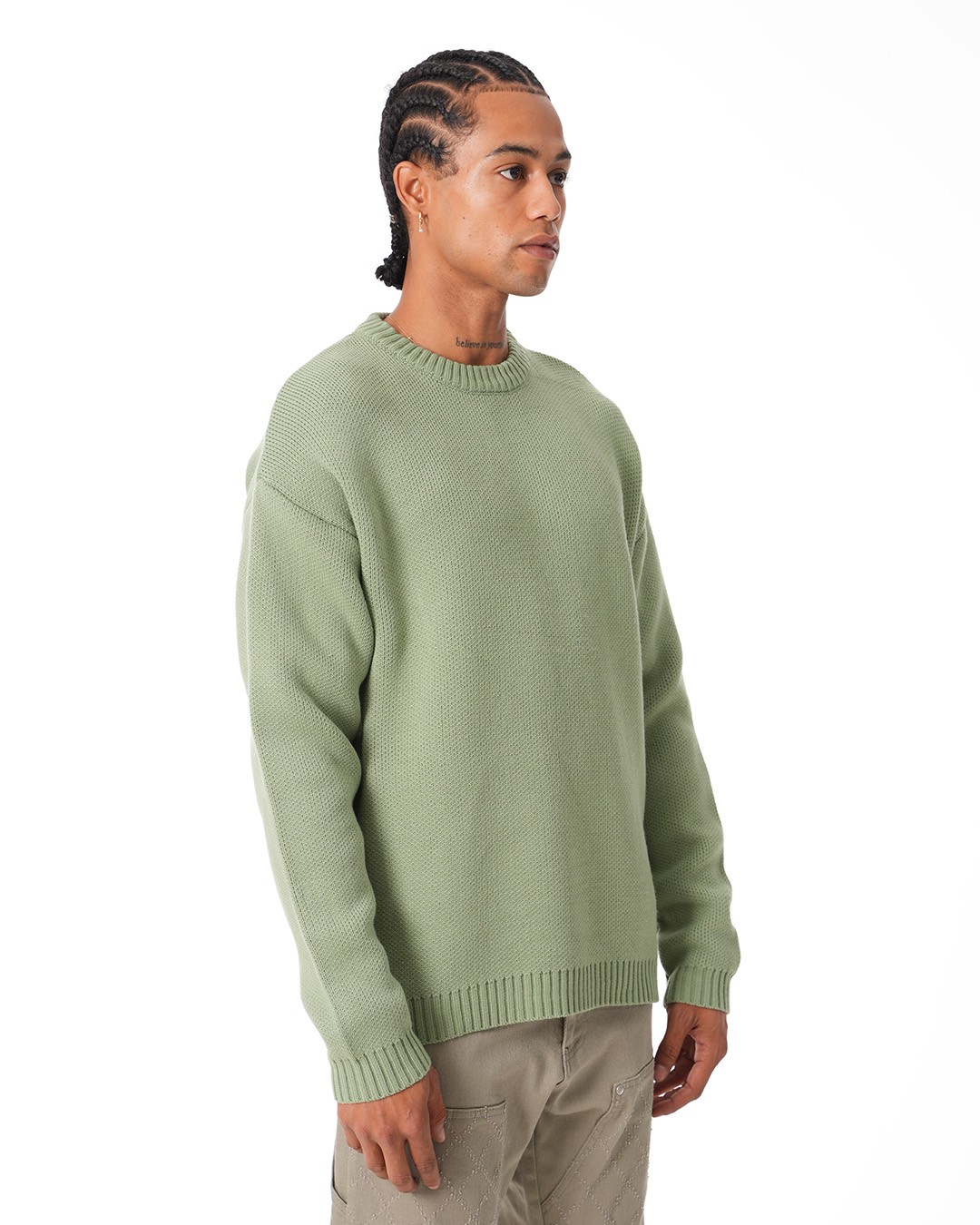 Basic Crew Neck Knitwear Sweater - Mint