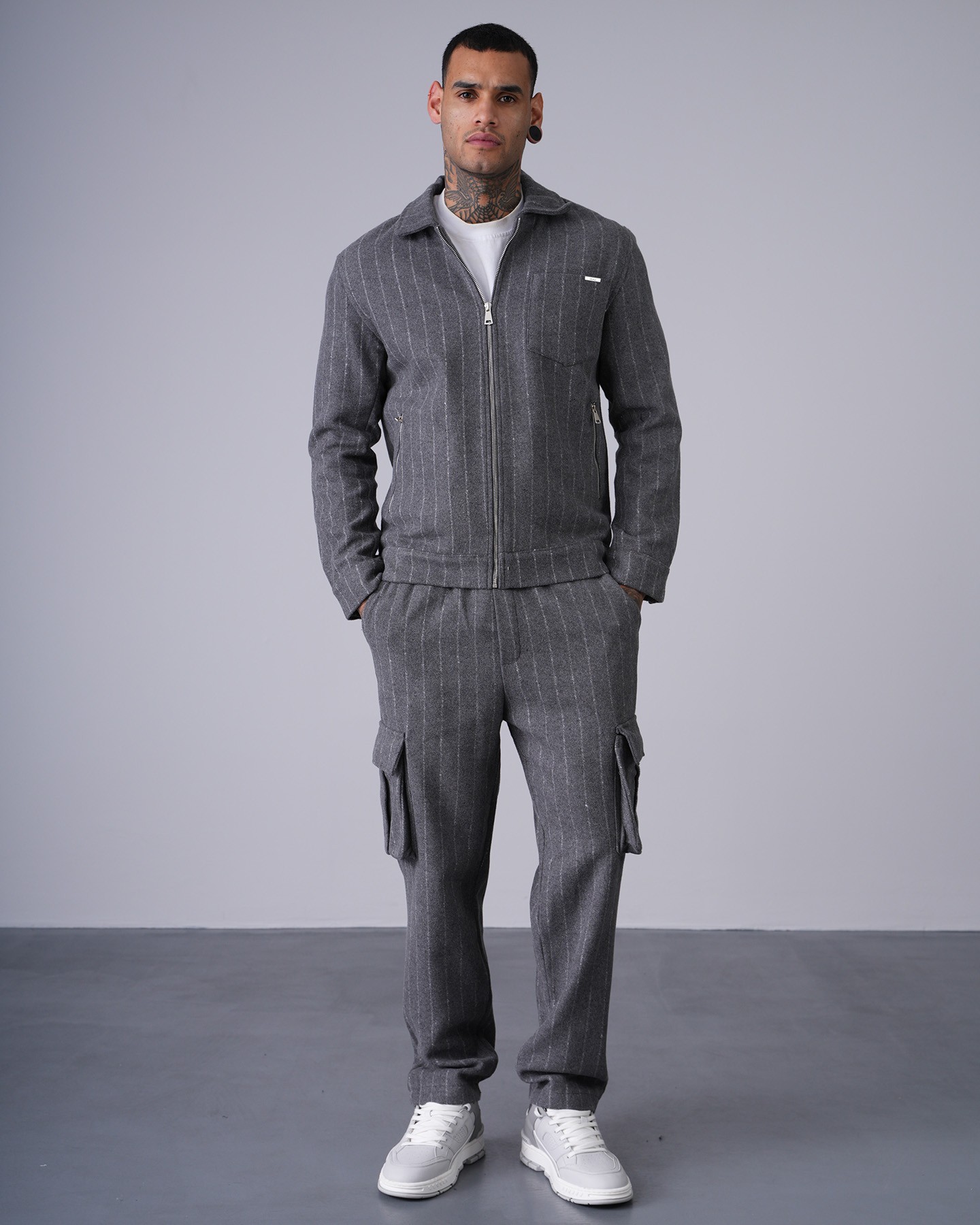 Regular Fit Zippered Jacket Trousers Set