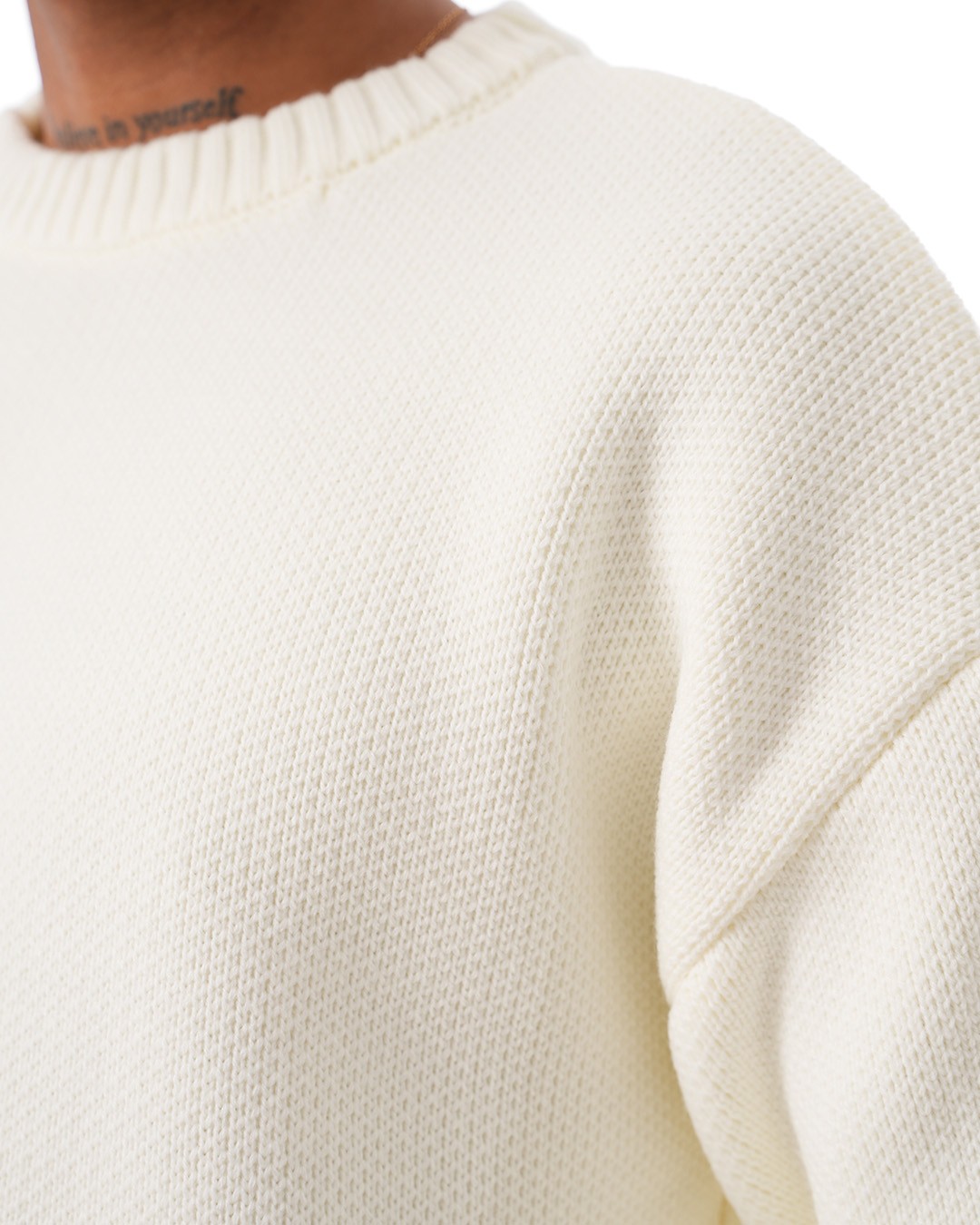 Basic Crew Neck Knitwear Sweater - Ecru