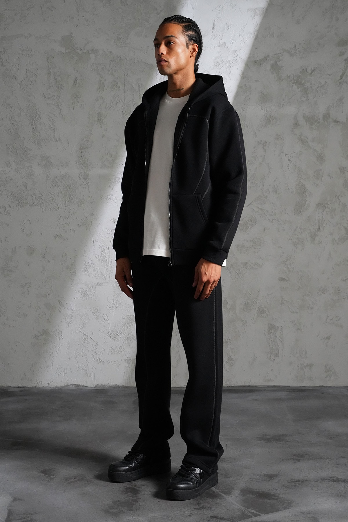 Şerit Detaylı Kapüşonlu Eşofman Takım