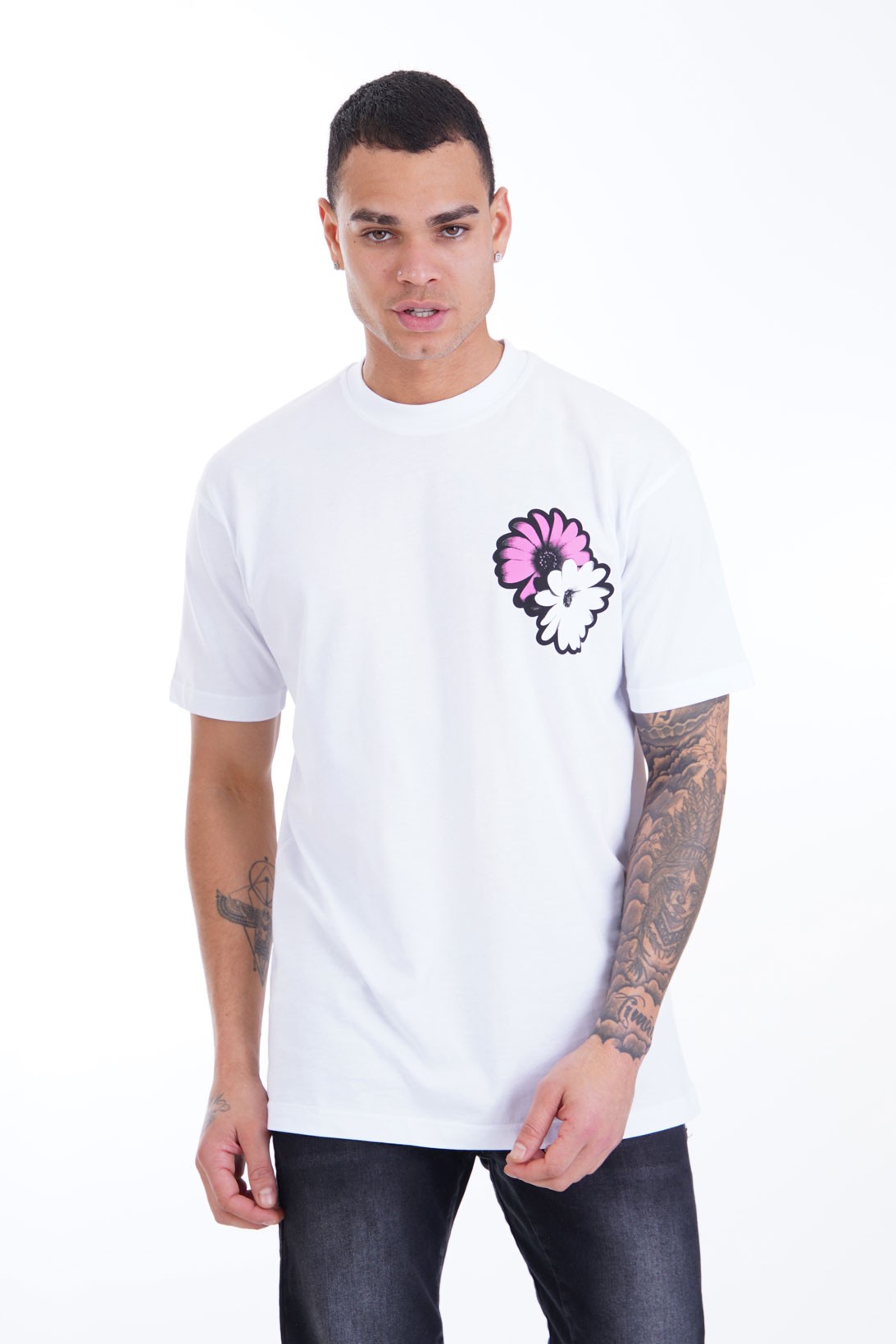 Pink and White Daisy Patterned T-Shirt