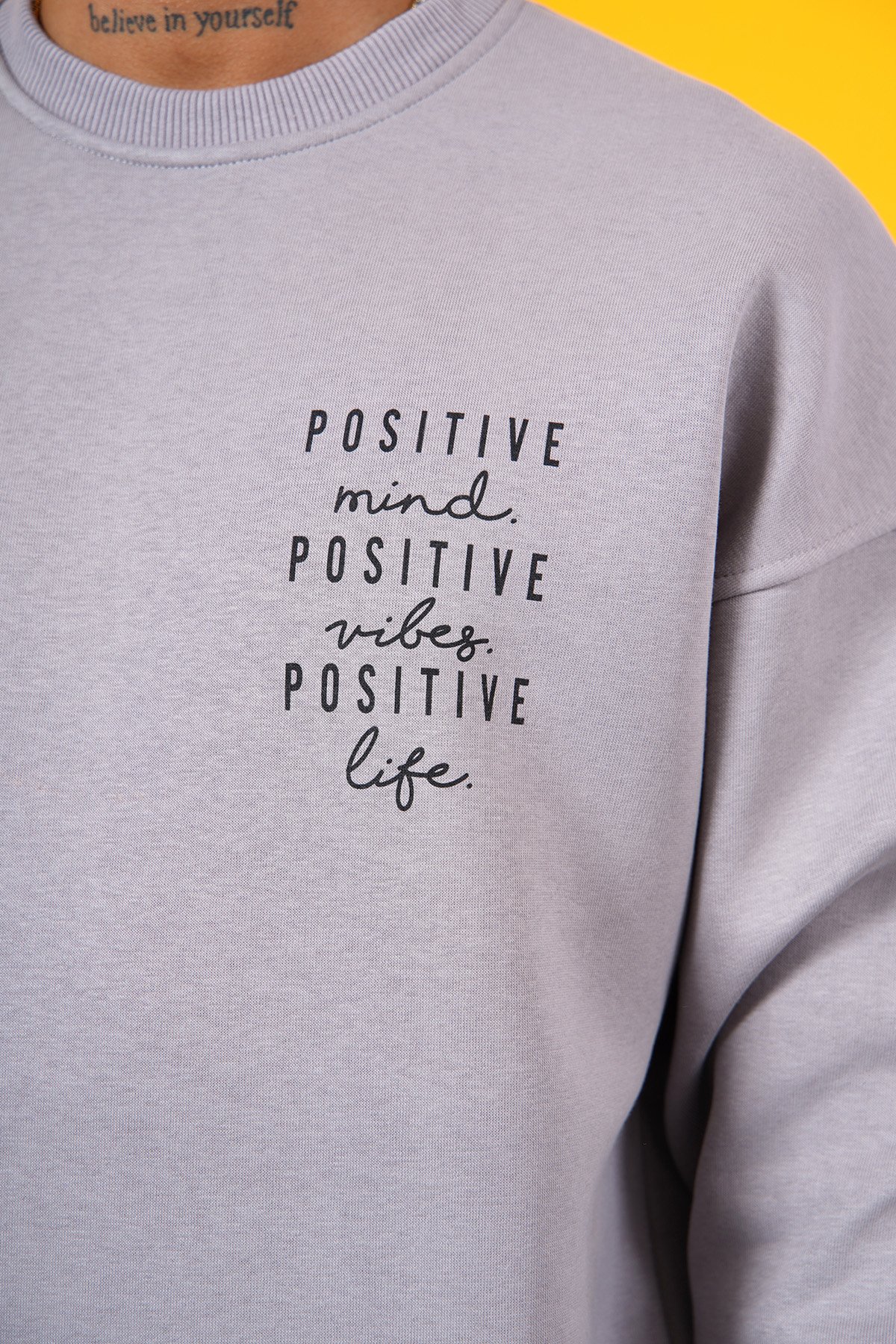 Positive Basic Crew Neck Sweat - gray