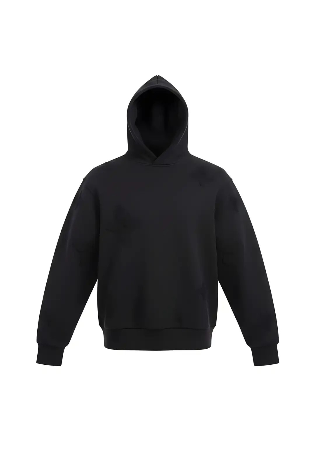 Yıldız  Desenli Kapüşonlu Sweatshirt - Siyah