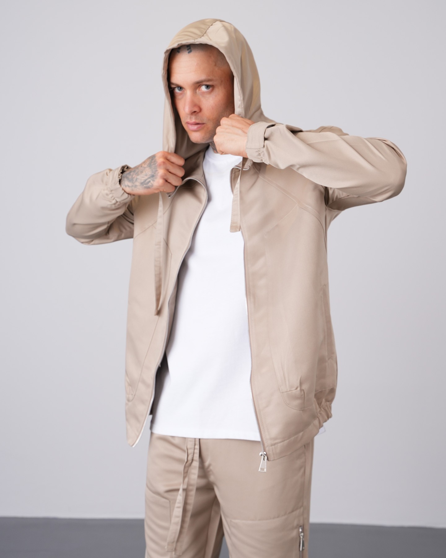 Regular Fit Hooded Jacket Trousers Set - Toprak