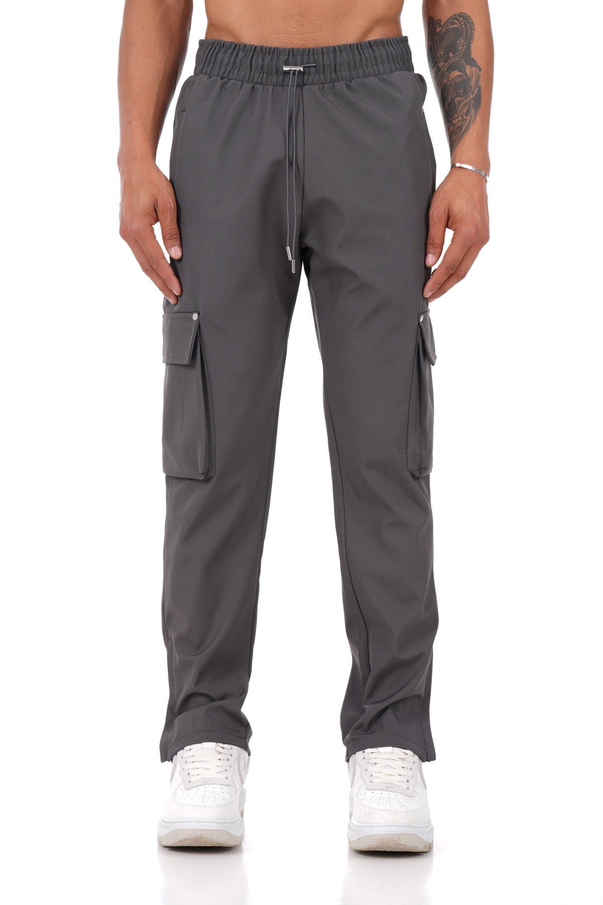 Regular Fit Zipped Cargo Pants - anthracite