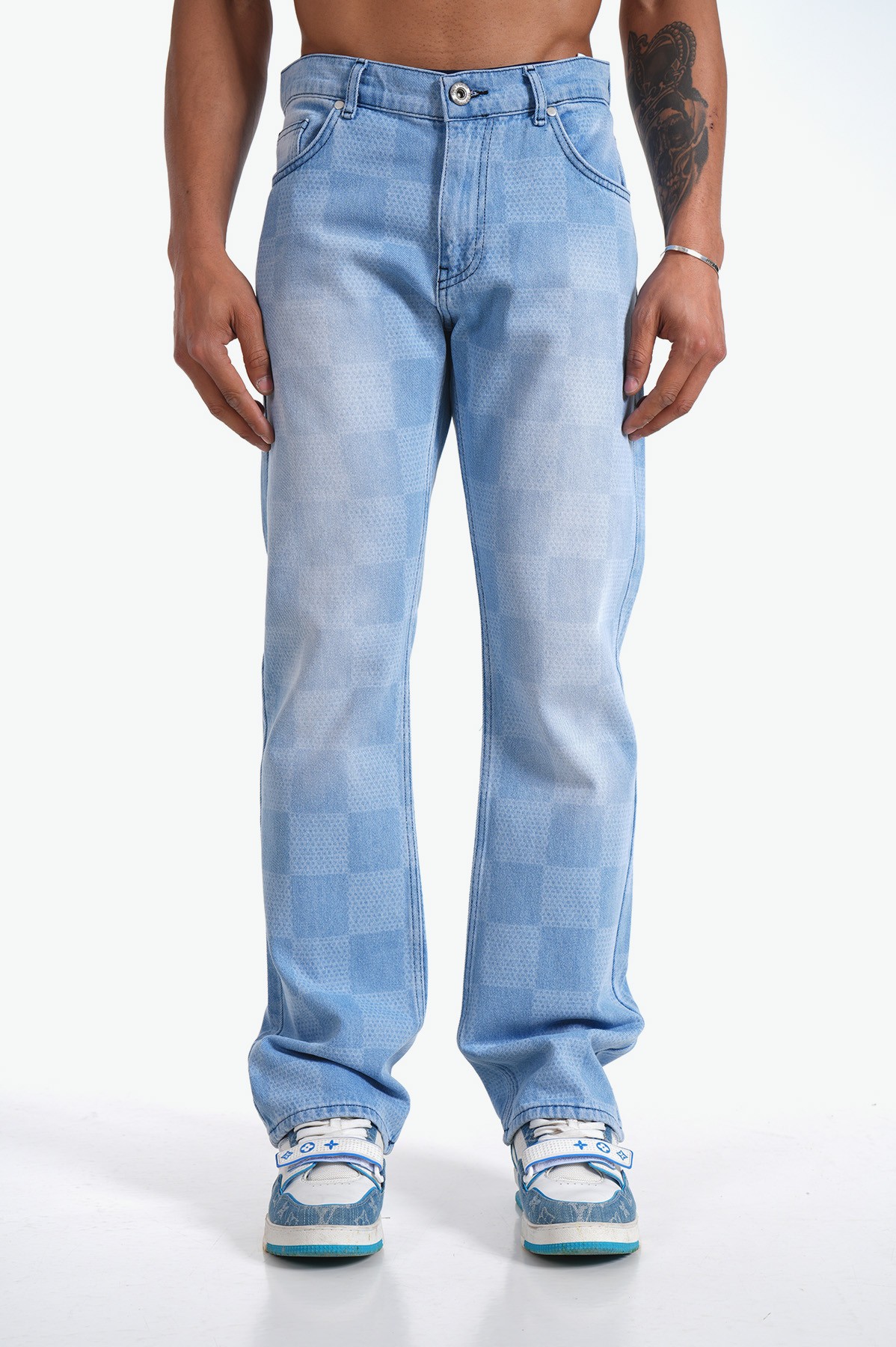 Square Pattern Straight Fit Jean