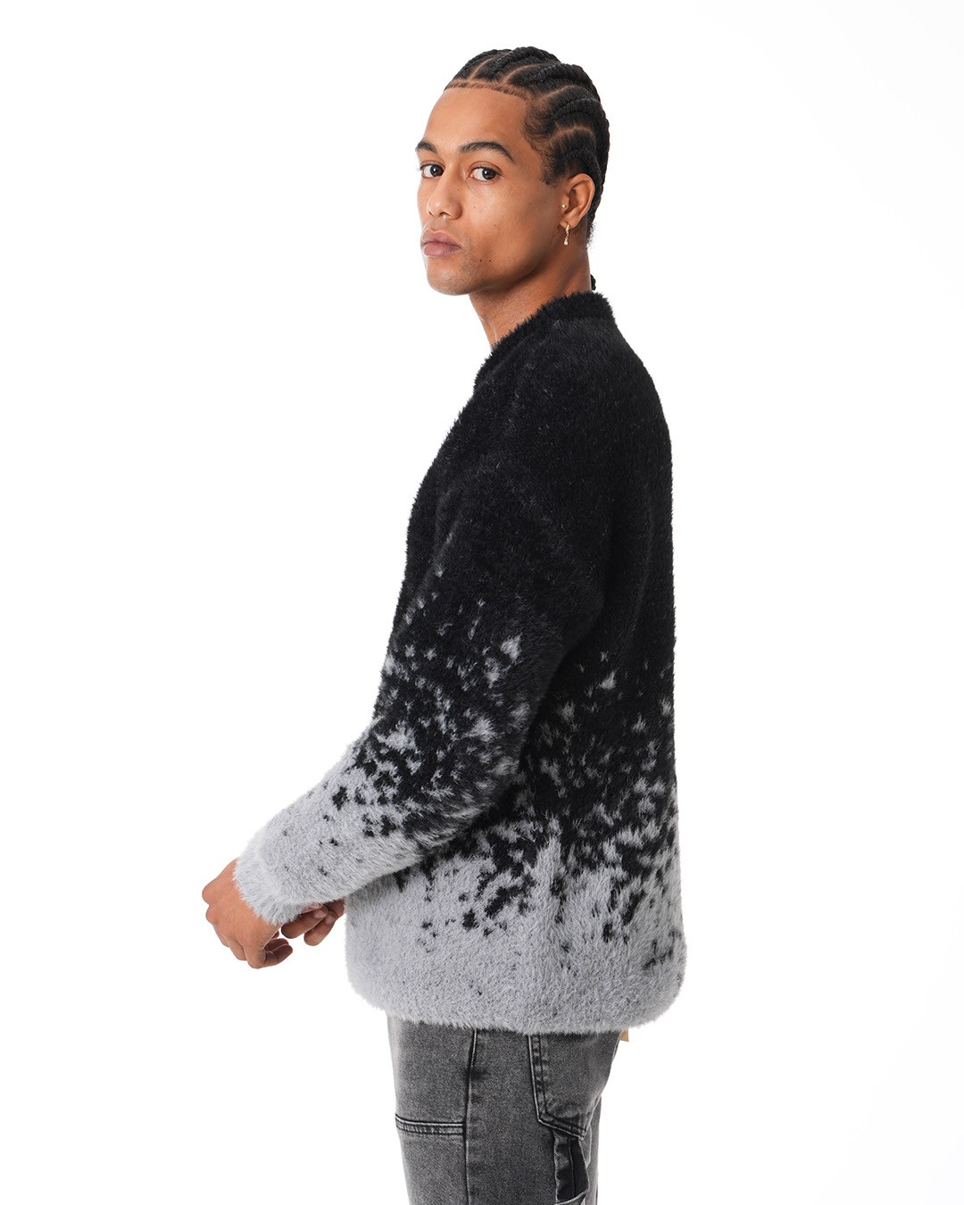 Contrast Gradient Knitwear Sweater - gray