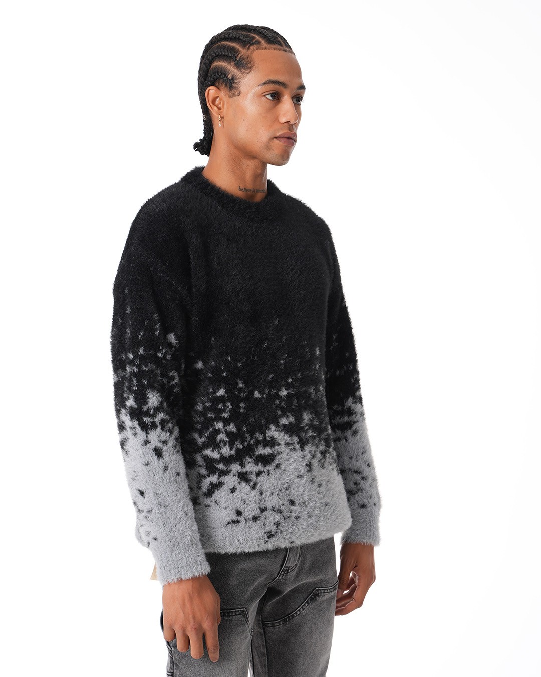 Contrast Gradient Knitwear Sweater - gray