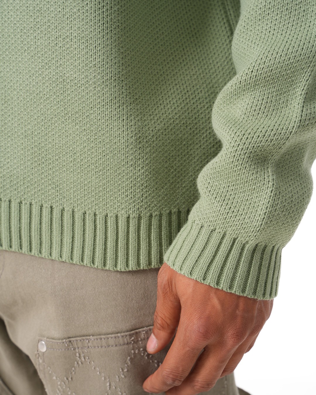 Basic Crew Neck Knitwear Sweater - Mint