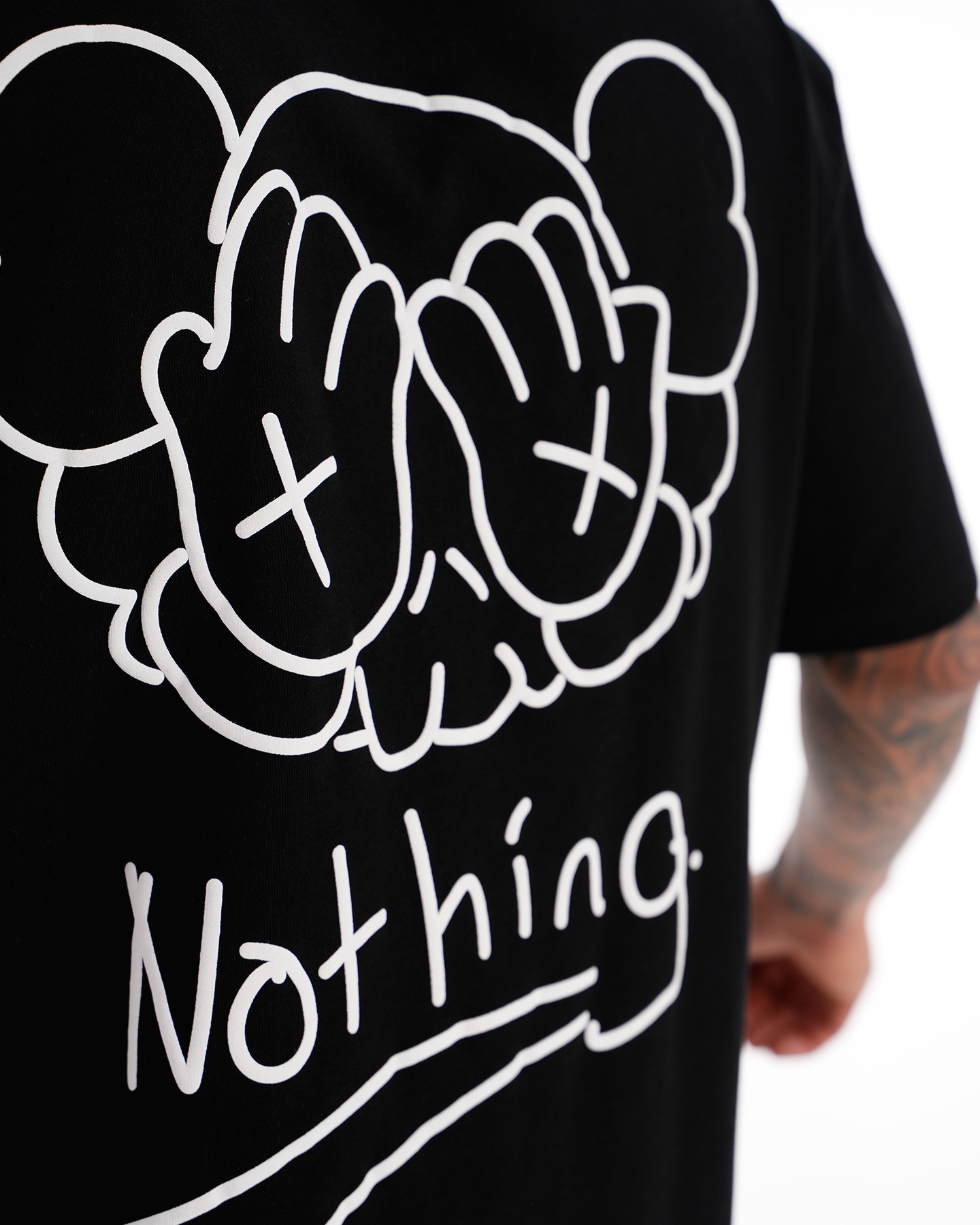 Baskılı Oversize Tişört - black