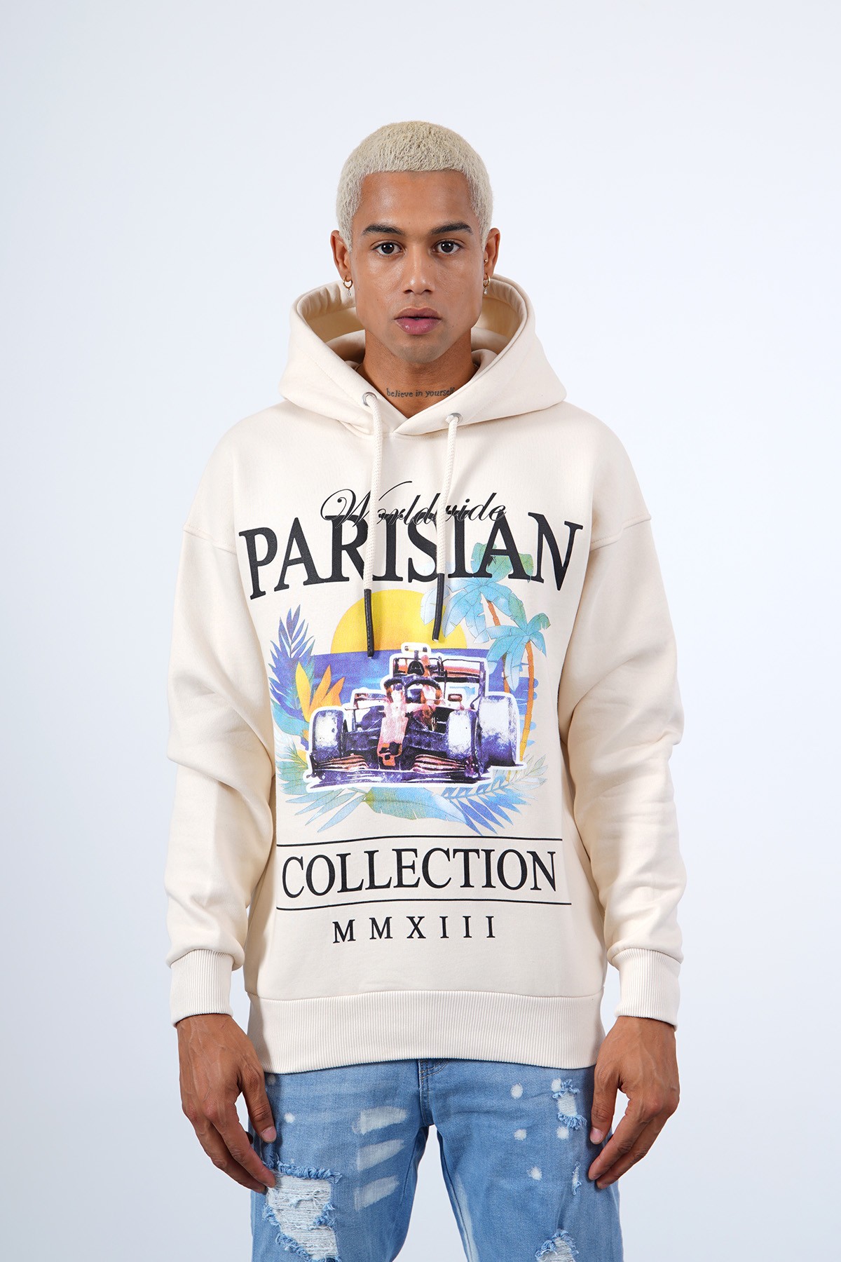 Sudadera con capucha estampada parisina