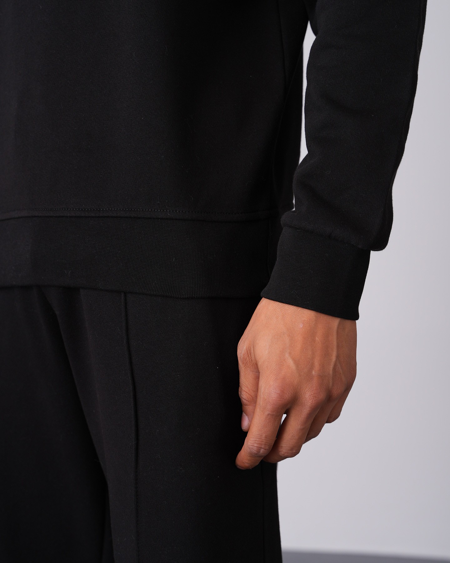 Sweatshirt Trousers Double Set - black