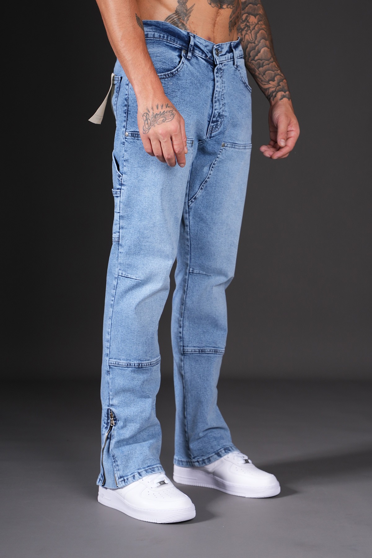 Yan Cep Detaylı Zipped Kot Pantolon