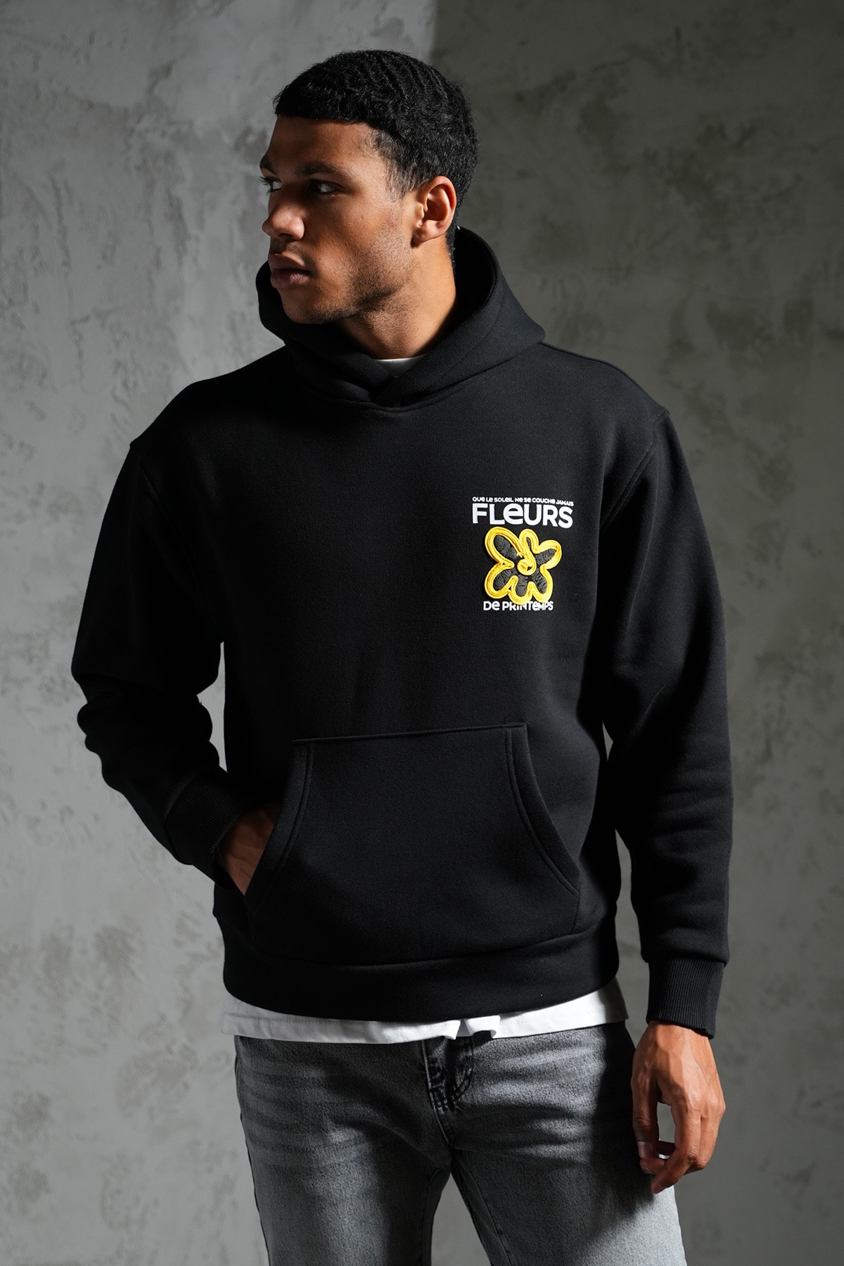 Fleurs Baskılı Kapüşonlu Sweatshirt